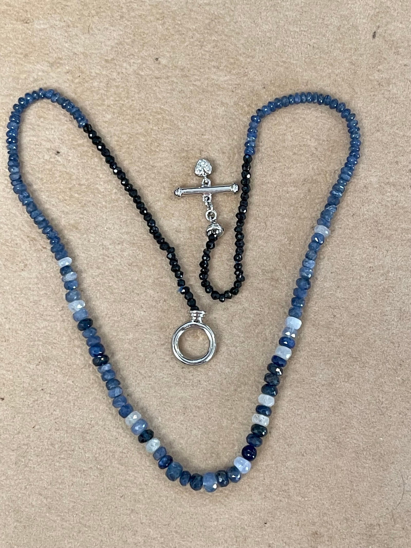 50 Carat Natural Sapphire Bead Single Strand Necklace with Diamond in 14 Kw Gold - 10