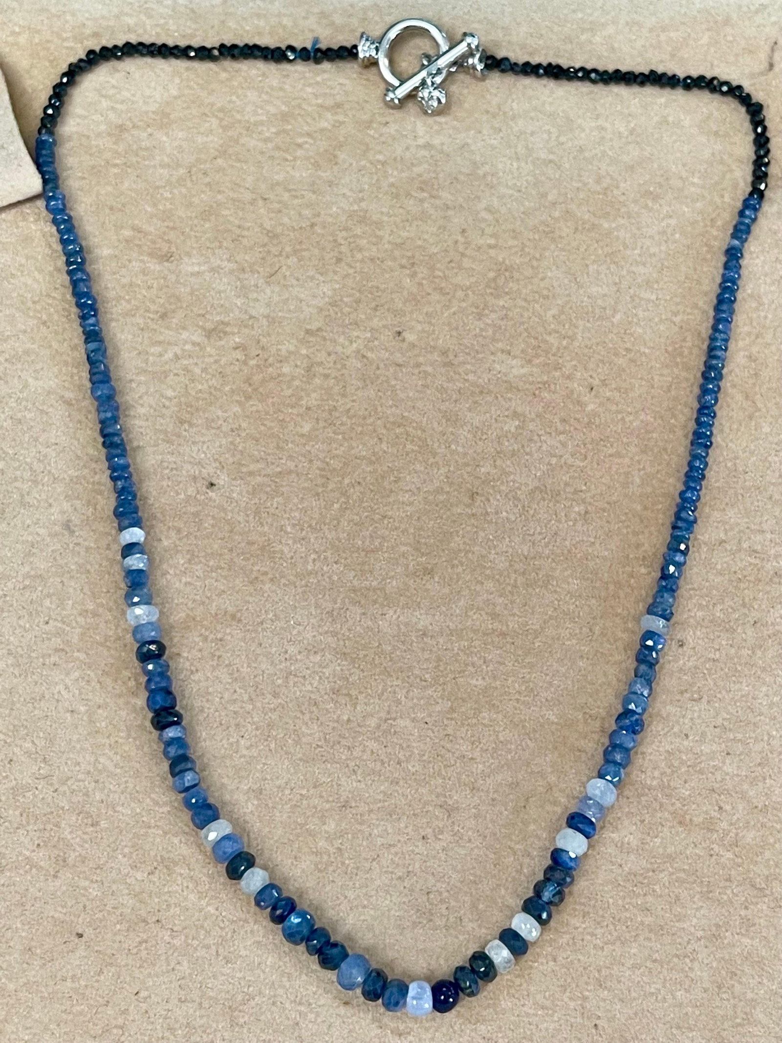 50 Carat Natural Sapphire Bead Single Strand Necklace with Diamond in 14 Kw Gold - 6