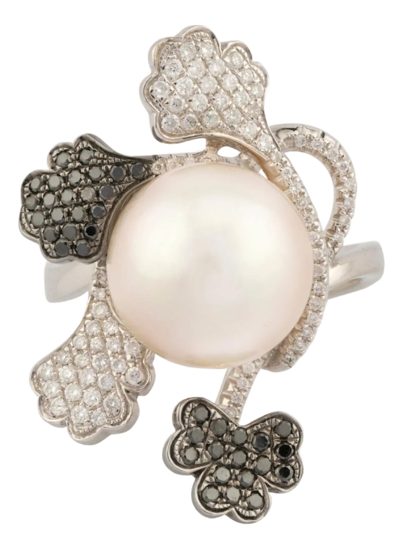 Natural Diamond Ring with 0.61cts Diamond & Pearl 13.80cts in 18k Gold: this is an amazing ring with diamond : 0.61carats pearl:13.80carats gold : 6.50 gms Condition: Imperfections: No Imperfections Condition Notes: New Origin: United States Materials & Techniques: