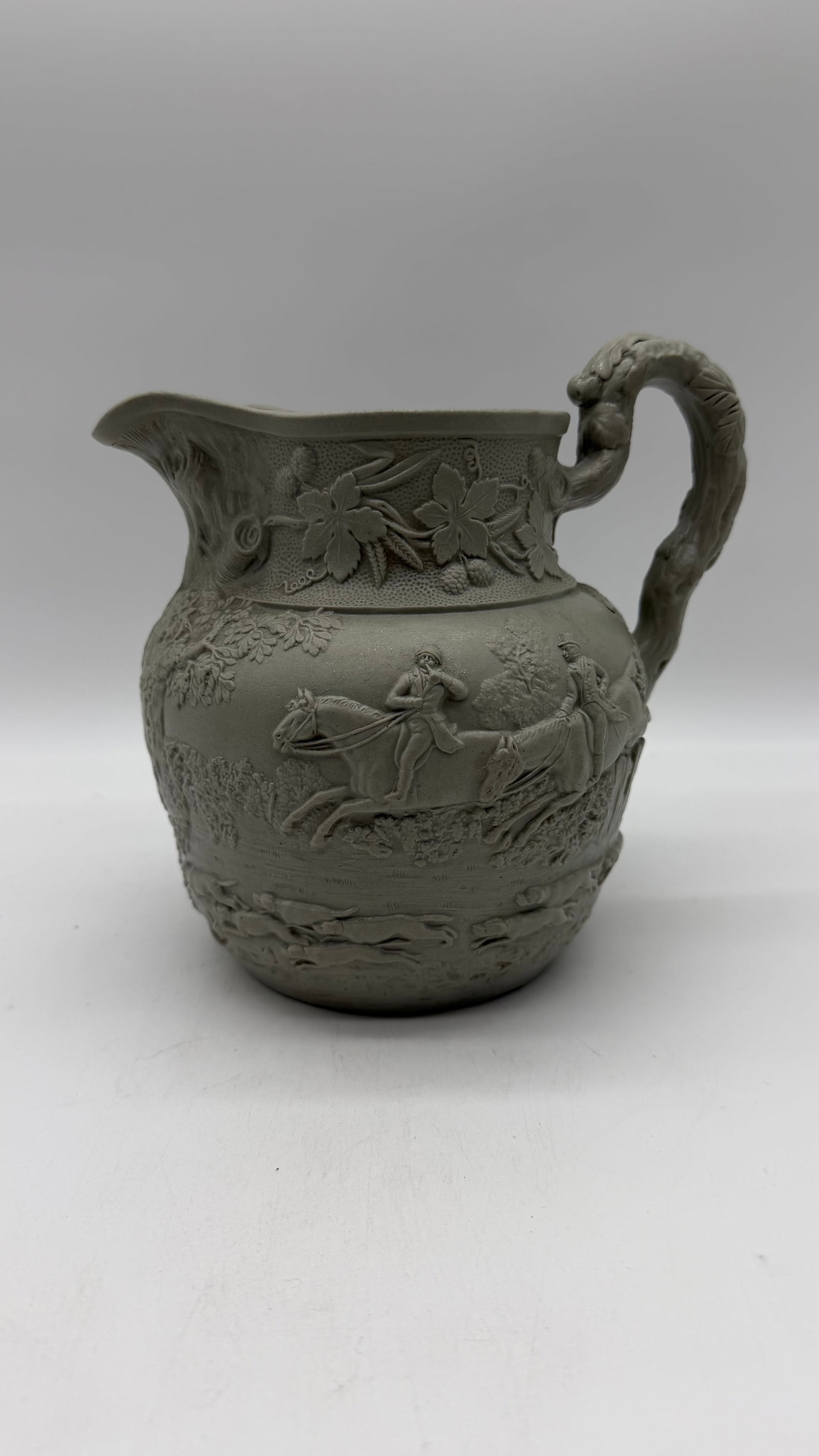 A Very Fine Antique English Victorian Grey Salt Glazed Stoneware Jug, by Mintons, Circa 1850's - 15