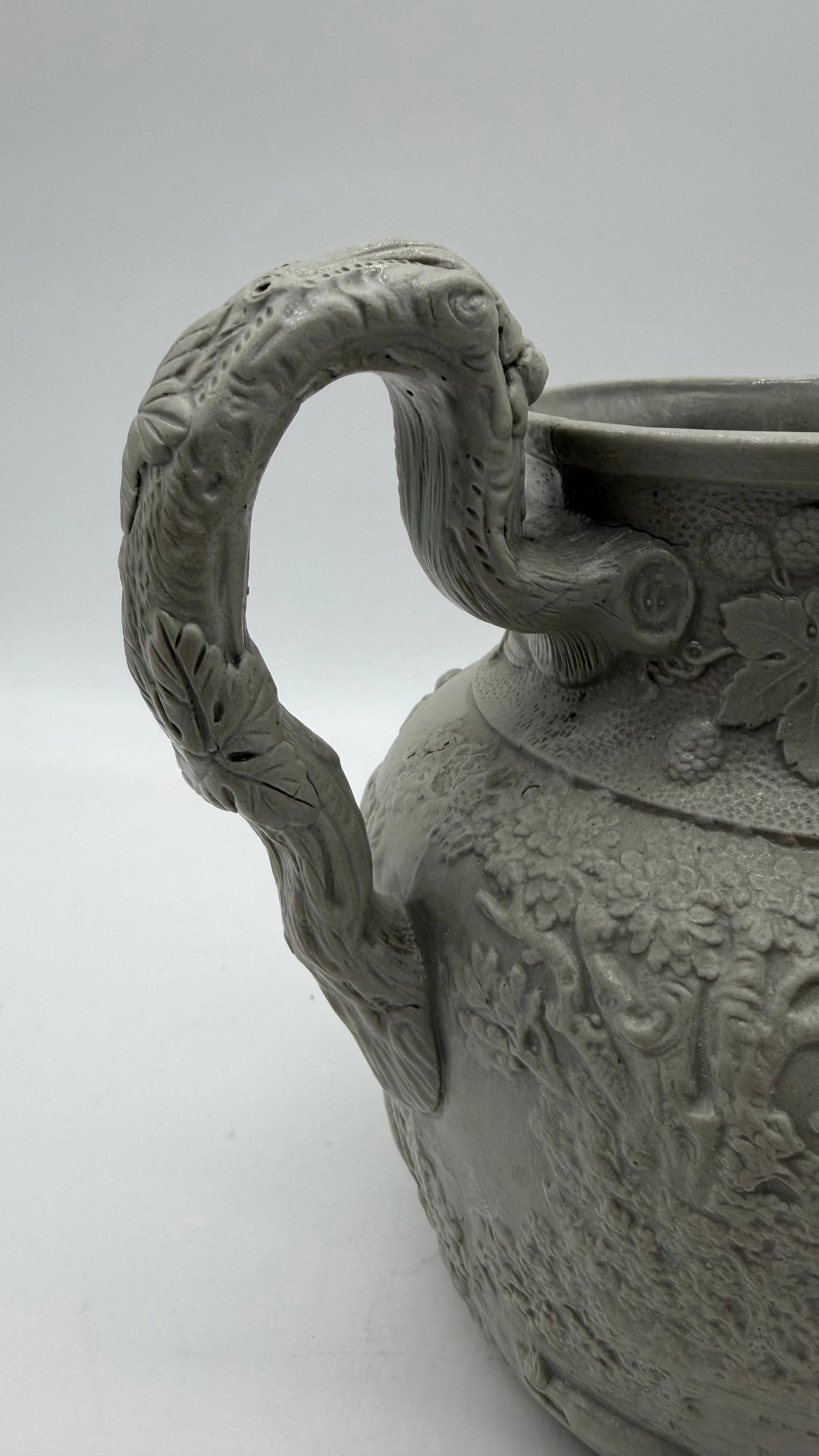 A Very Fine Antique English Victorian Grey Salt Glazed Stoneware Jug, by Mintons, Circa 1850's - 2