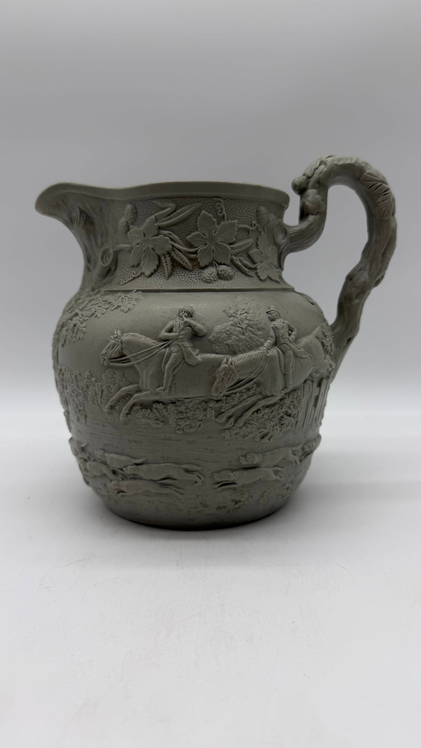 A Very Fine Antique English Victorian Grey Salt Glazed Stoneware Jug, by Mintons, Circa 1850's - 6