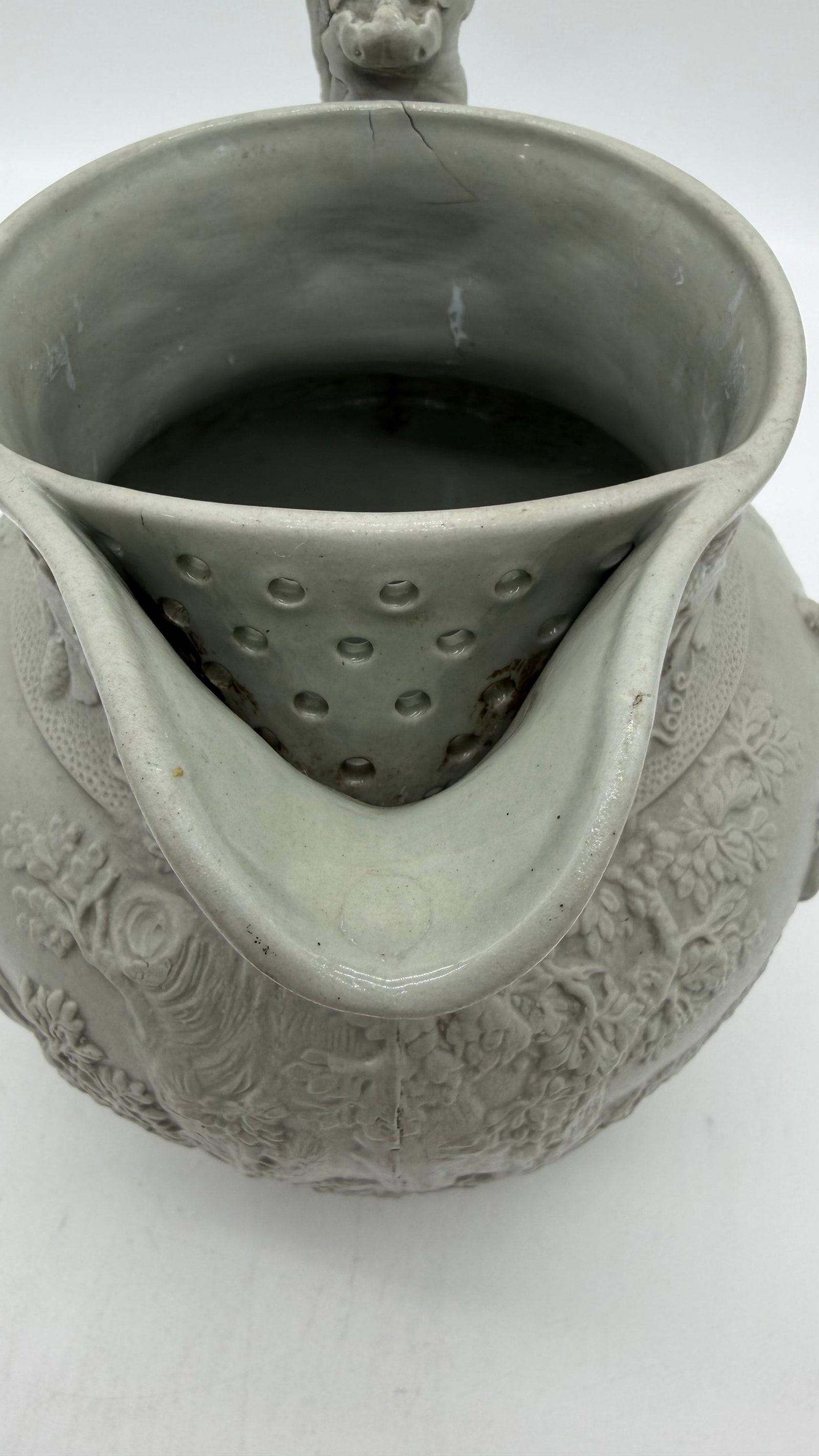 A Very Fine Antique English Victorian Grey Salt Glazed Stoneware Jug, by Mintons, Circa 1850's - 7