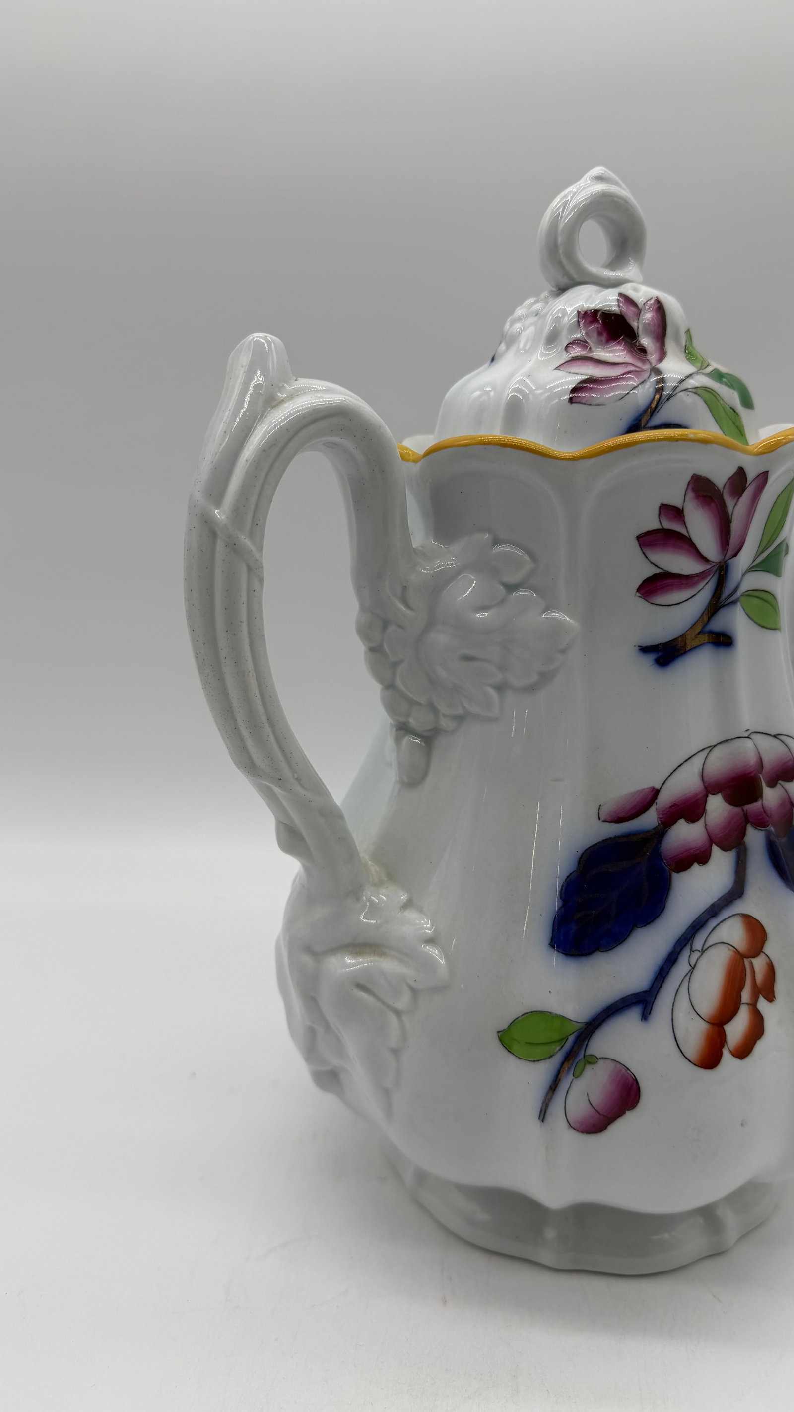 A Fine Antique Staffordshire Gaudy Decorated Ironstone Coffee Pot, Circa 1840's - 12