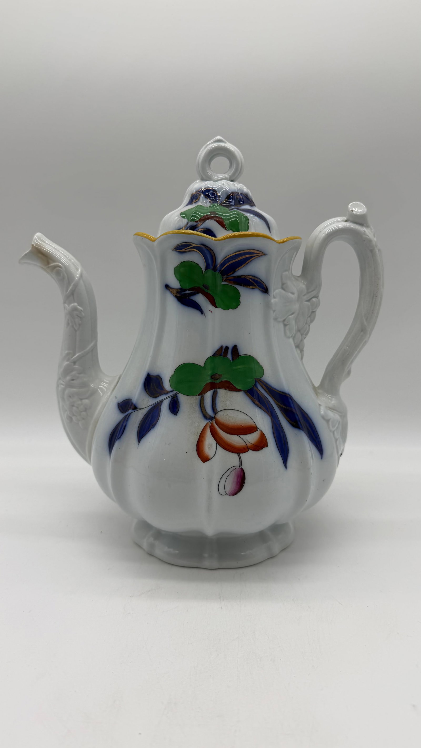 A Fine Antique Staffordshire Gaudy Decorated Ironstone Coffee Pot, Circa 1840's - 3