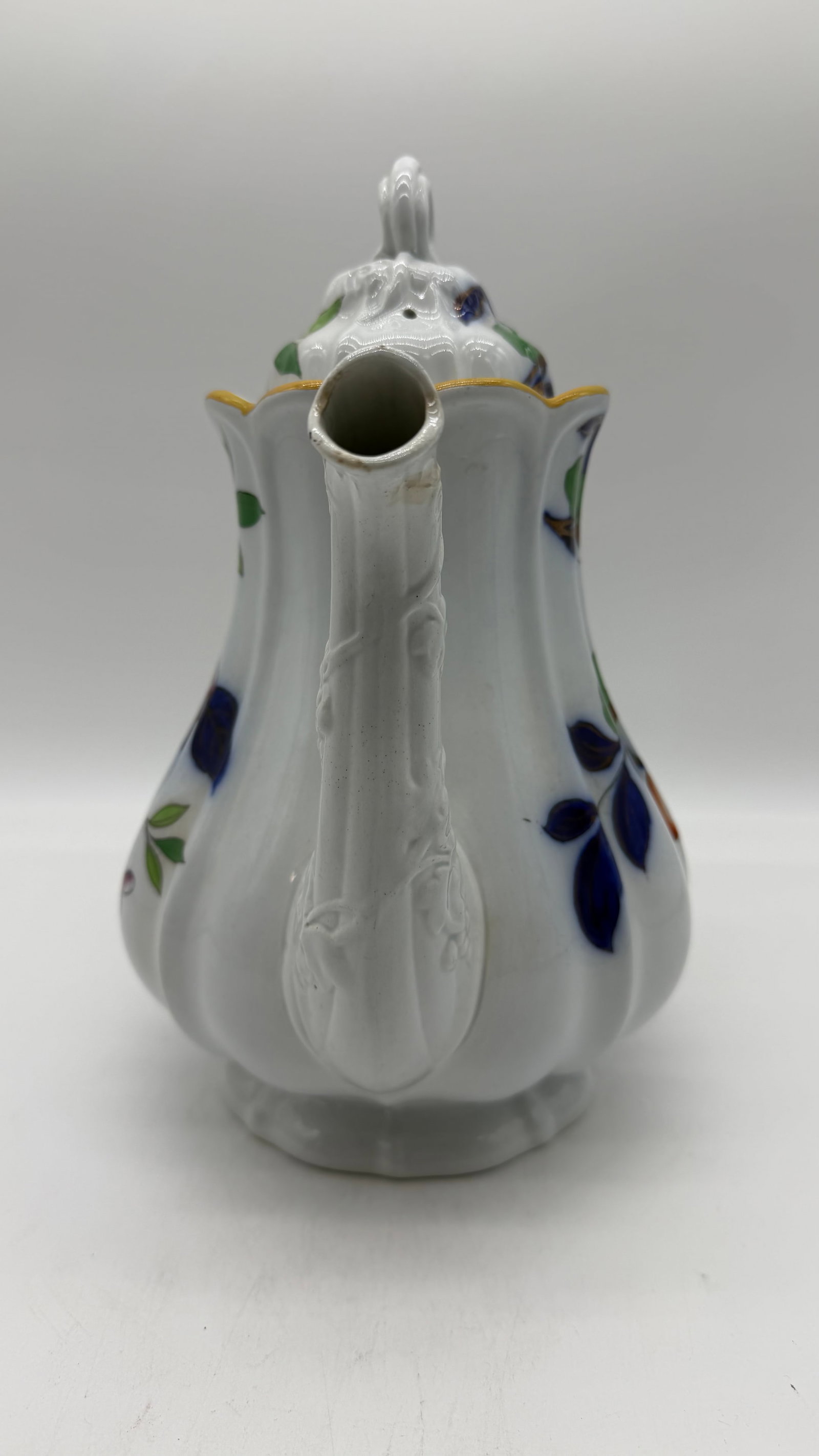 A Fine Antique Staffordshire Gaudy Decorated Ironstone Coffee Pot, Circa 1840's - 5