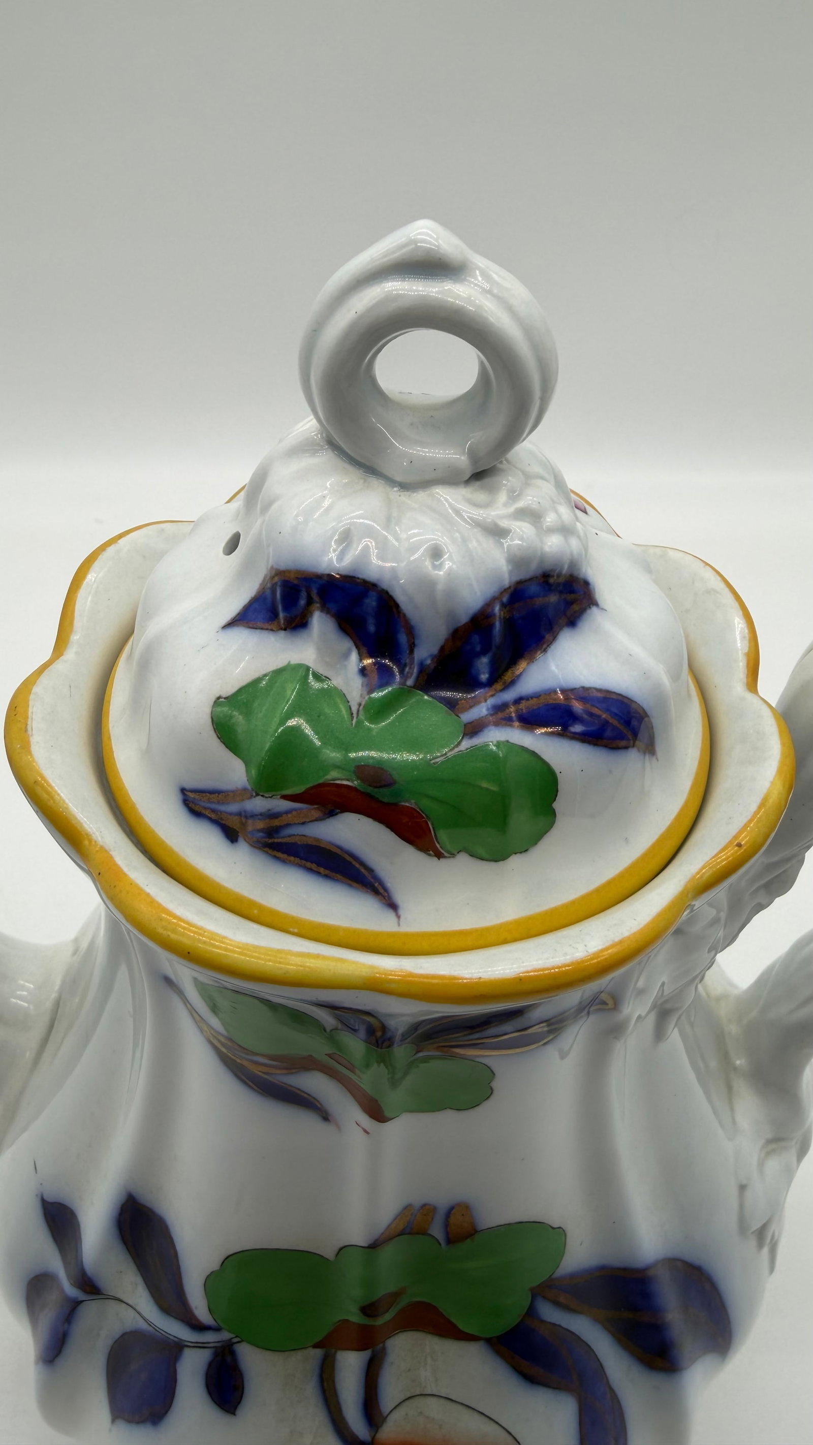 A Fine Antique Staffordshire Gaudy Decorated Ironstone Coffee Pot, Circa 1840's - 6