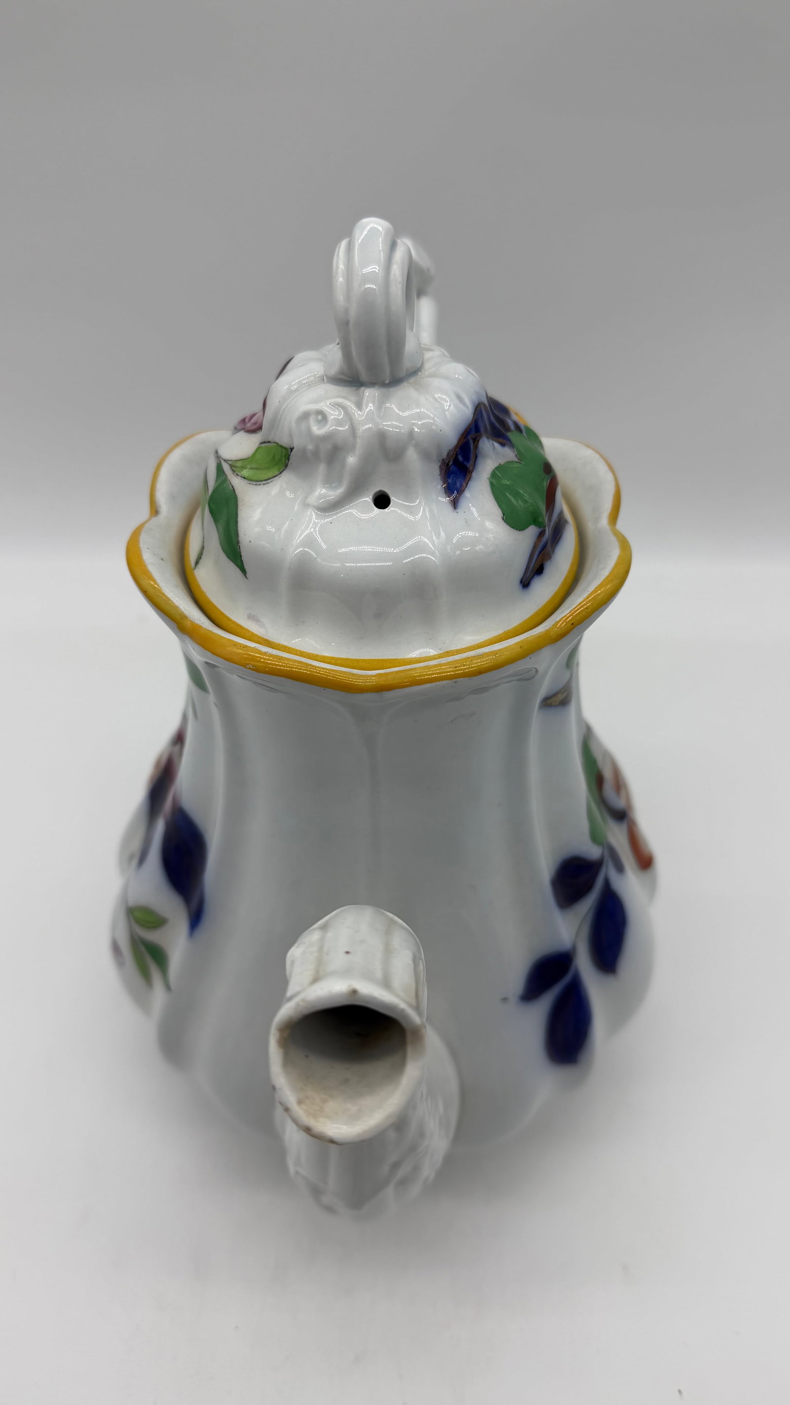 A Fine Antique Staffordshire Gaudy Decorated Ironstone Coffee Pot, Circa 1840's - 7