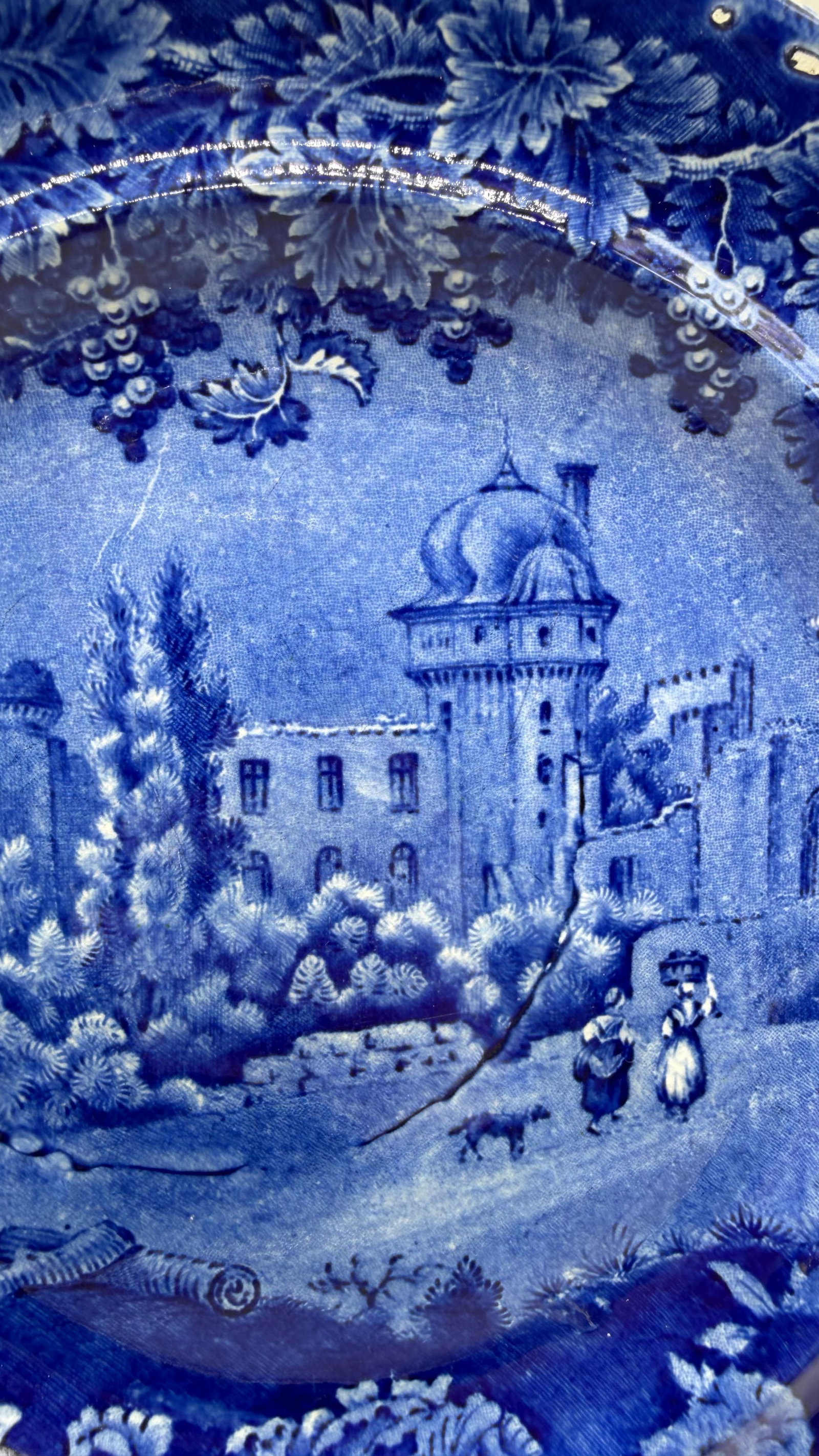 A Blue Dark Transfer Decorated Staffordshire Plate "Rue De La Port Romaine", by Enoch Woods, Circa 1 - 6