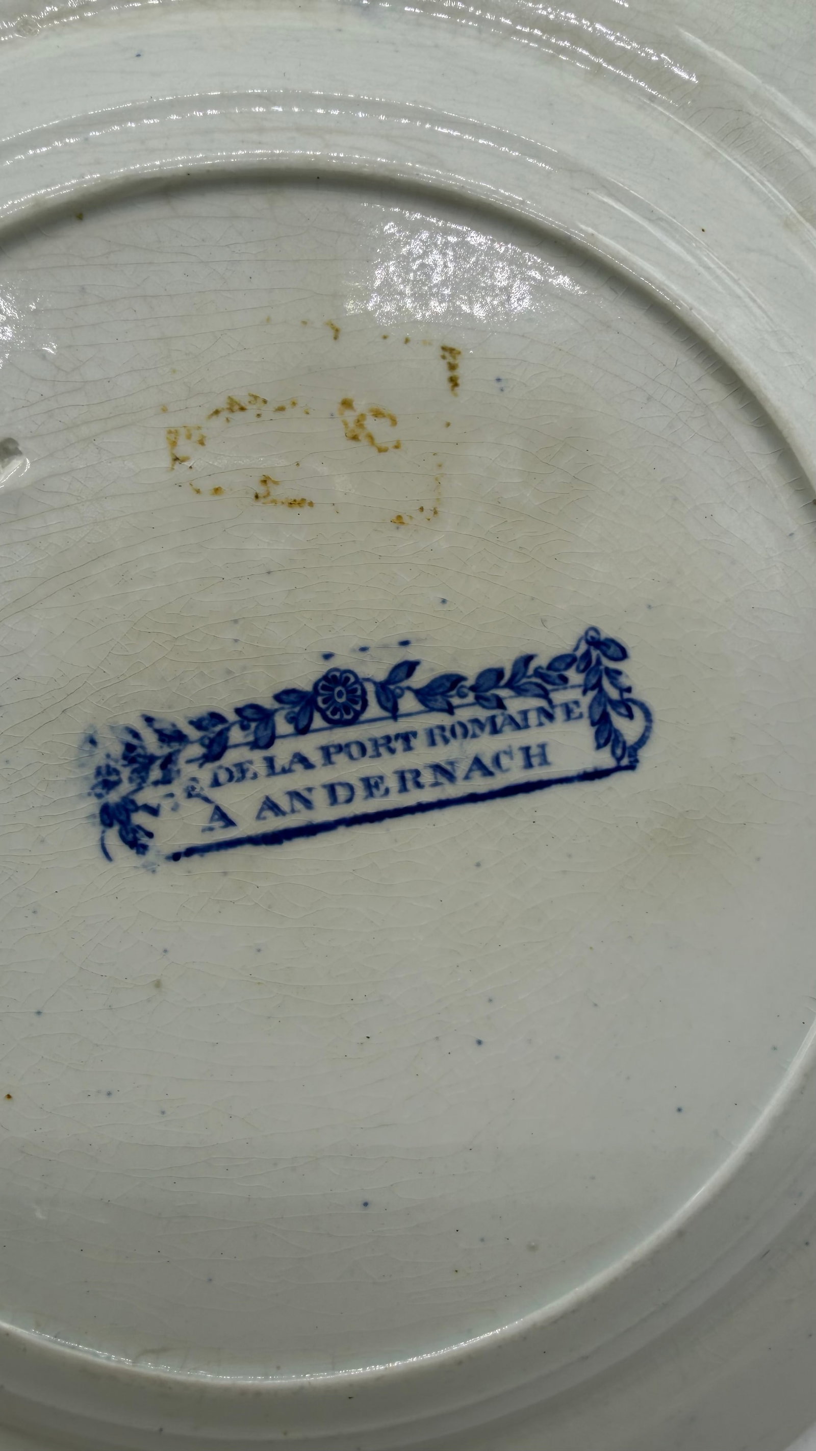 A Blue Dark Transfer Decorated Staffordshire Plate "Rue De La Port Romaine", by Enoch Woods, Circa 1 - 7