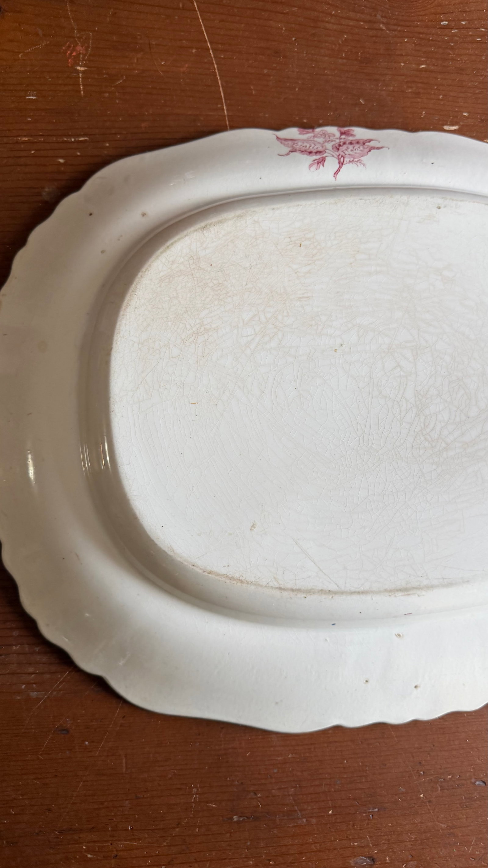 A Very Fine Antique Pink Transferware Decorated Staffordshire Platter "Asiatic Plants" Pattern, Circ - 11