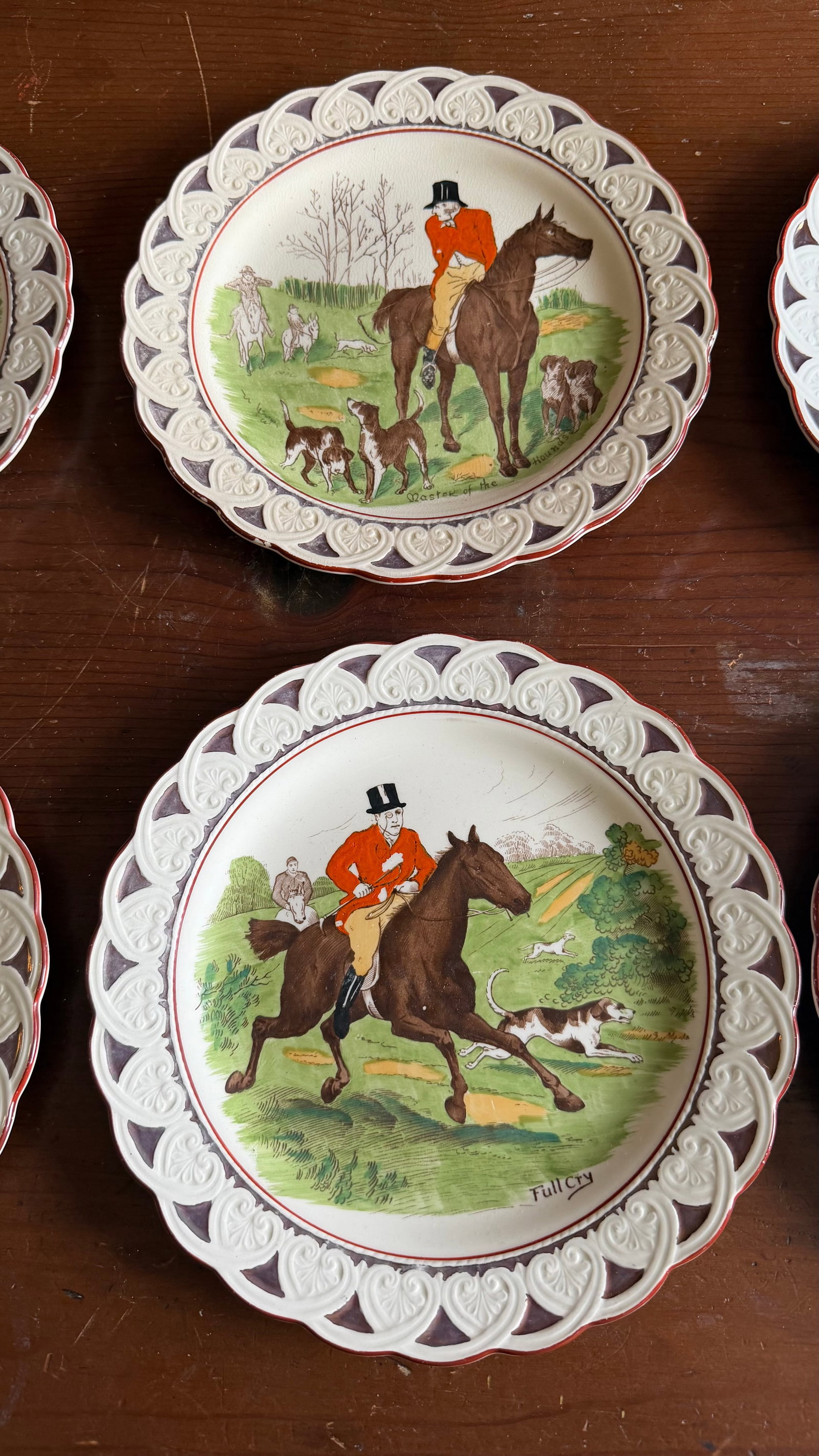 A Very Fine Set of 6 Wedgwood Equestrian and Fox Hunting Scene Plates, Circa 1920's - 15