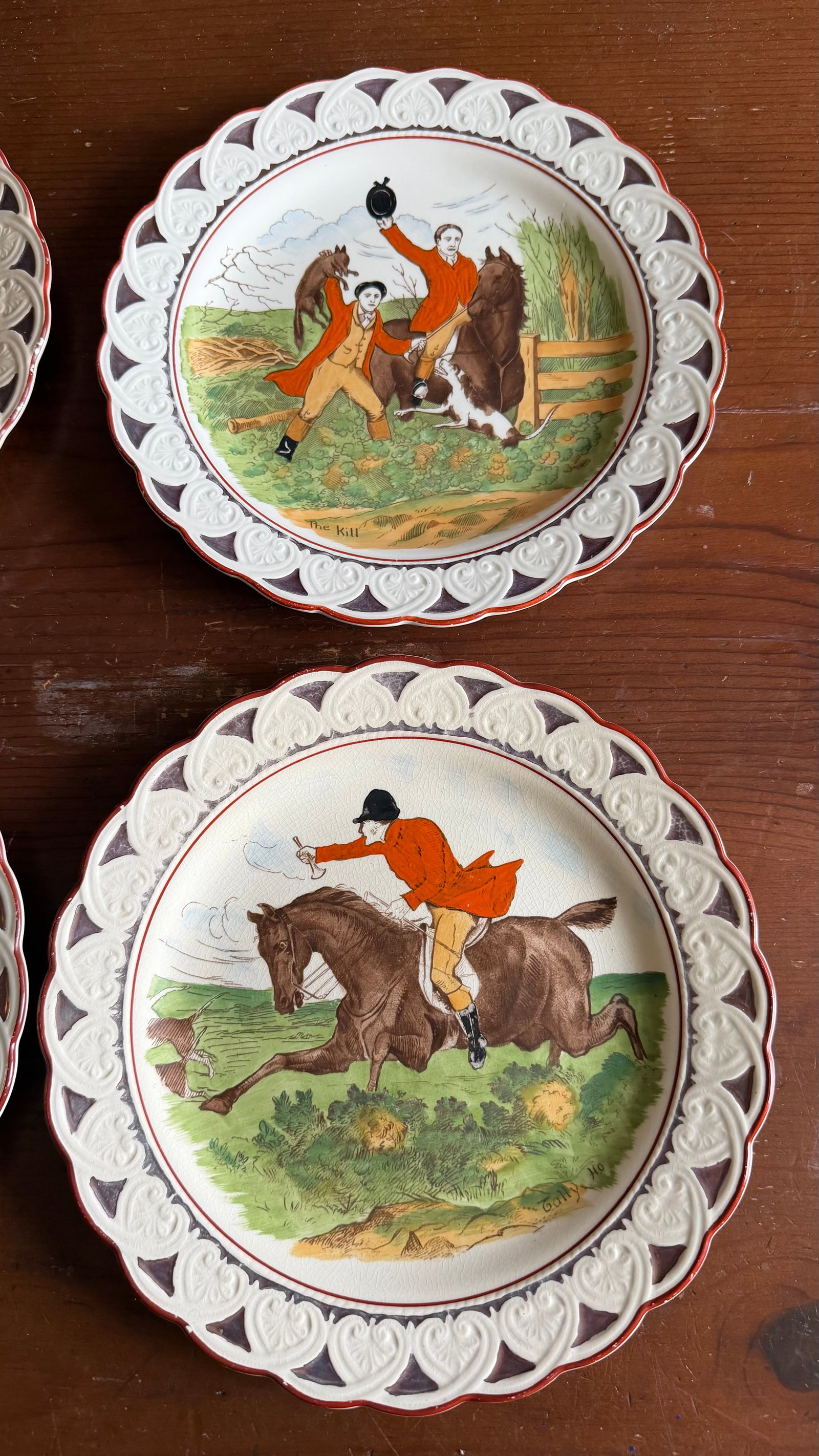 A Very Fine Set of 6 Wedgwood Equestrian and Fox Hunting Scene Plates, Circa 1920's - 16