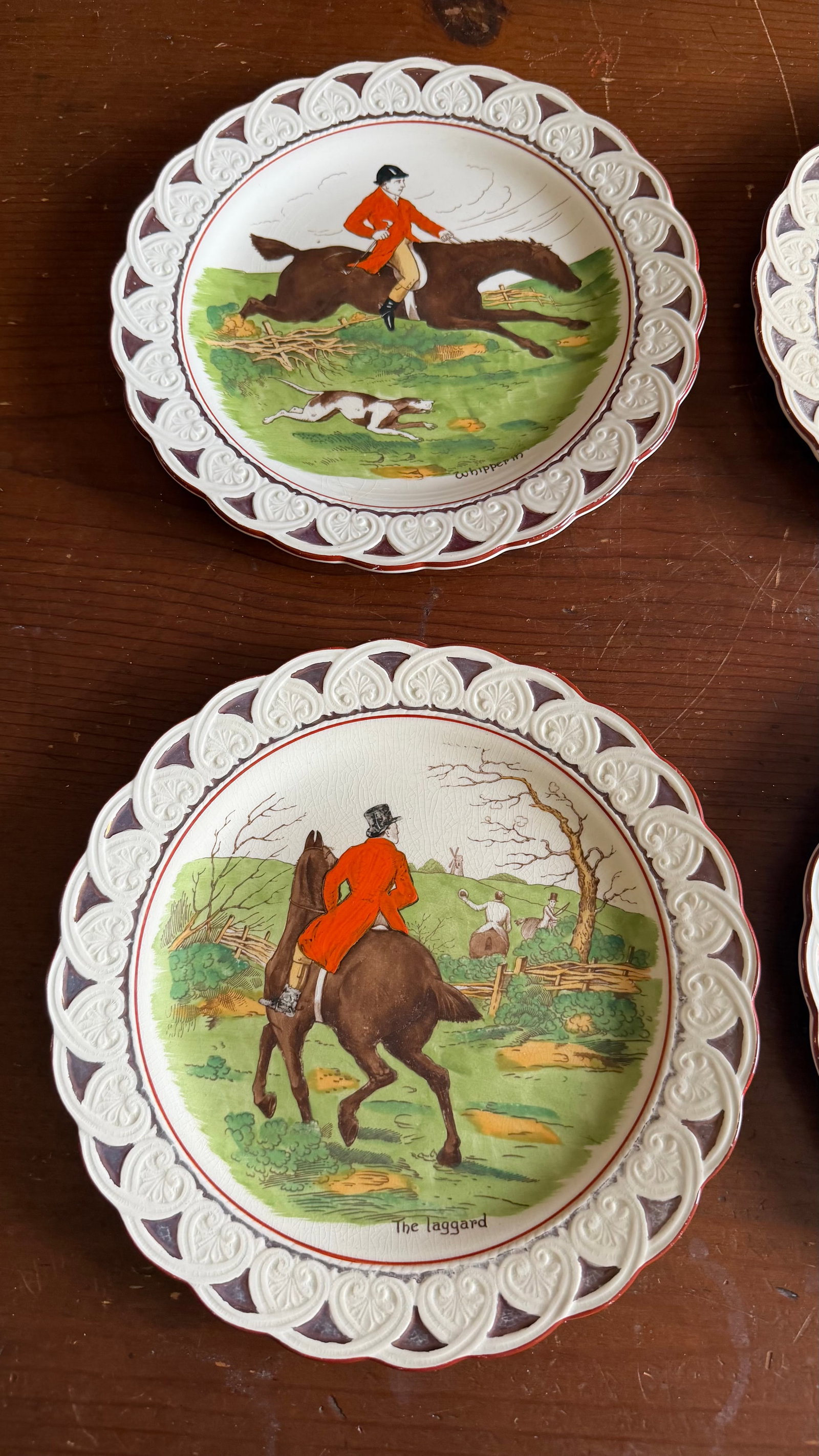 A Very Fine Set of 6 Wedgwood Equestrian and Fox Hunting Scene Plates, Circa 1920's - 17