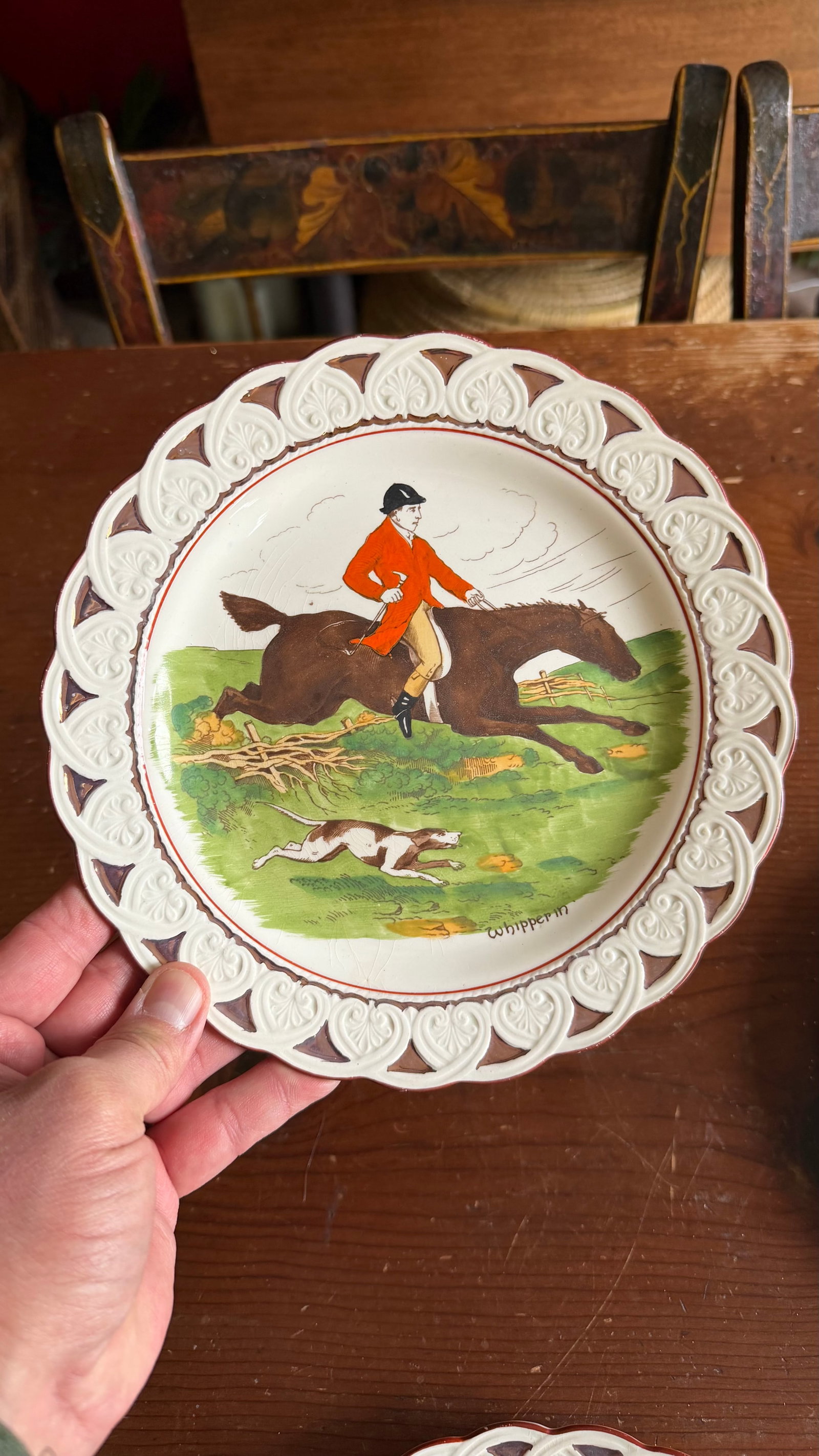 A Very Fine Set of 6 Wedgwood Equestrian and Fox Hunting Scene Plates, Circa 1920's - 2