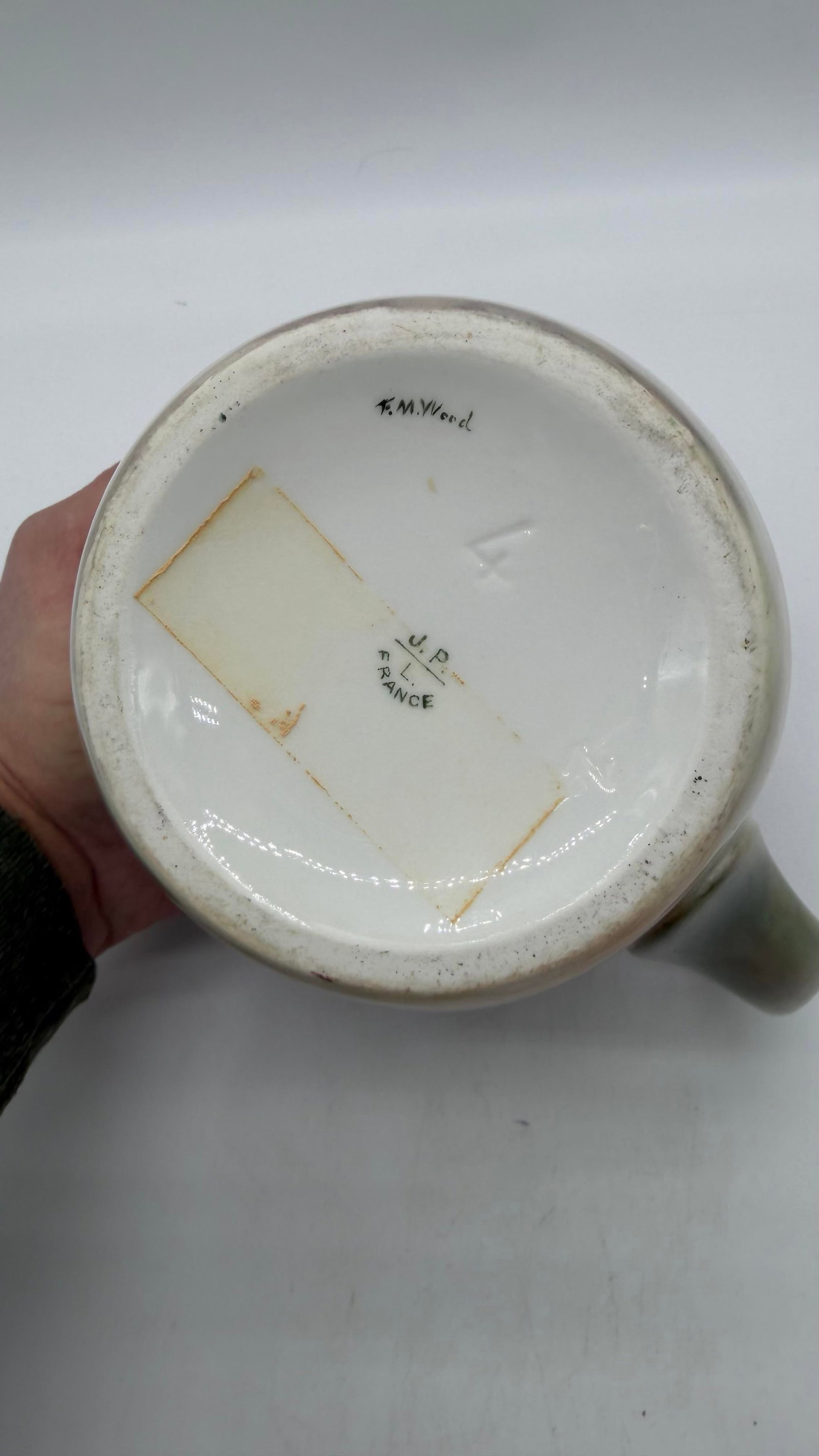 A Rare Hand Painted Jean Pouyat Limoges Porcelain Pitcher by F. M. Wood, Circa 1900 - 12