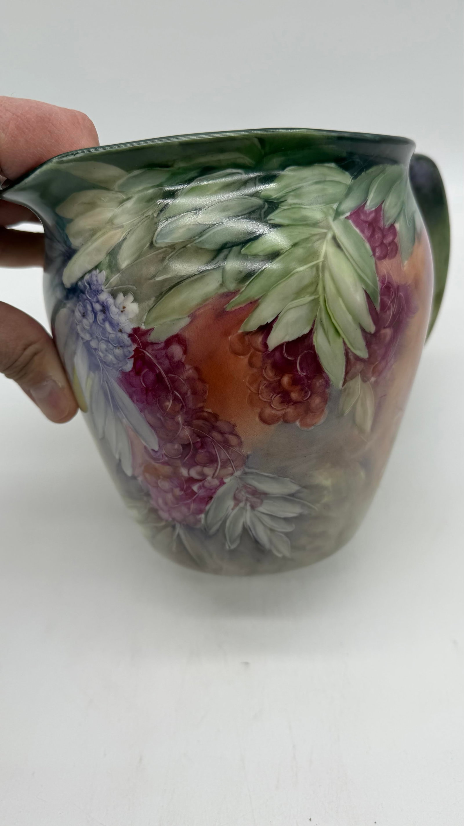 A Rare Hand Painted Jean Pouyat Limoges Porcelain Pitcher by F. M. Wood, Circa 1900 - 2