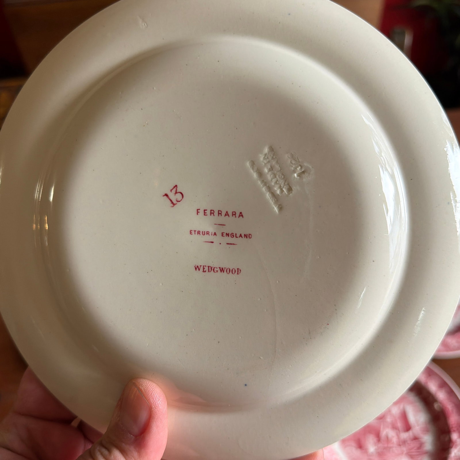 A Fine Set of 5 Vintage Wedgwood "Ferrara" Red Transferware Plates, 1960's - 11