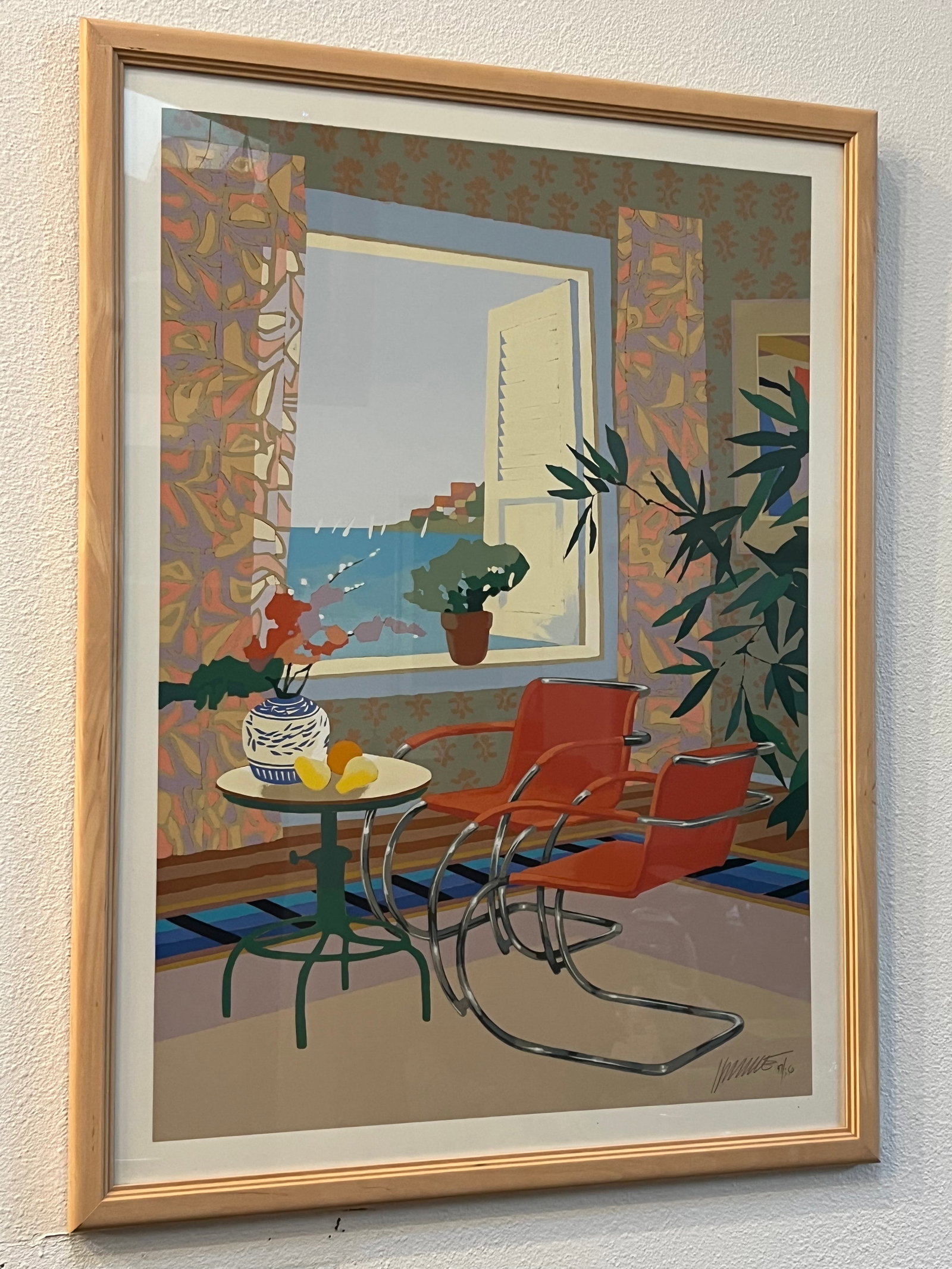 Max Hayslette Signed Vintage Serigraph "Interior With Mies" – Modernist Interior With Mies Cha - 2