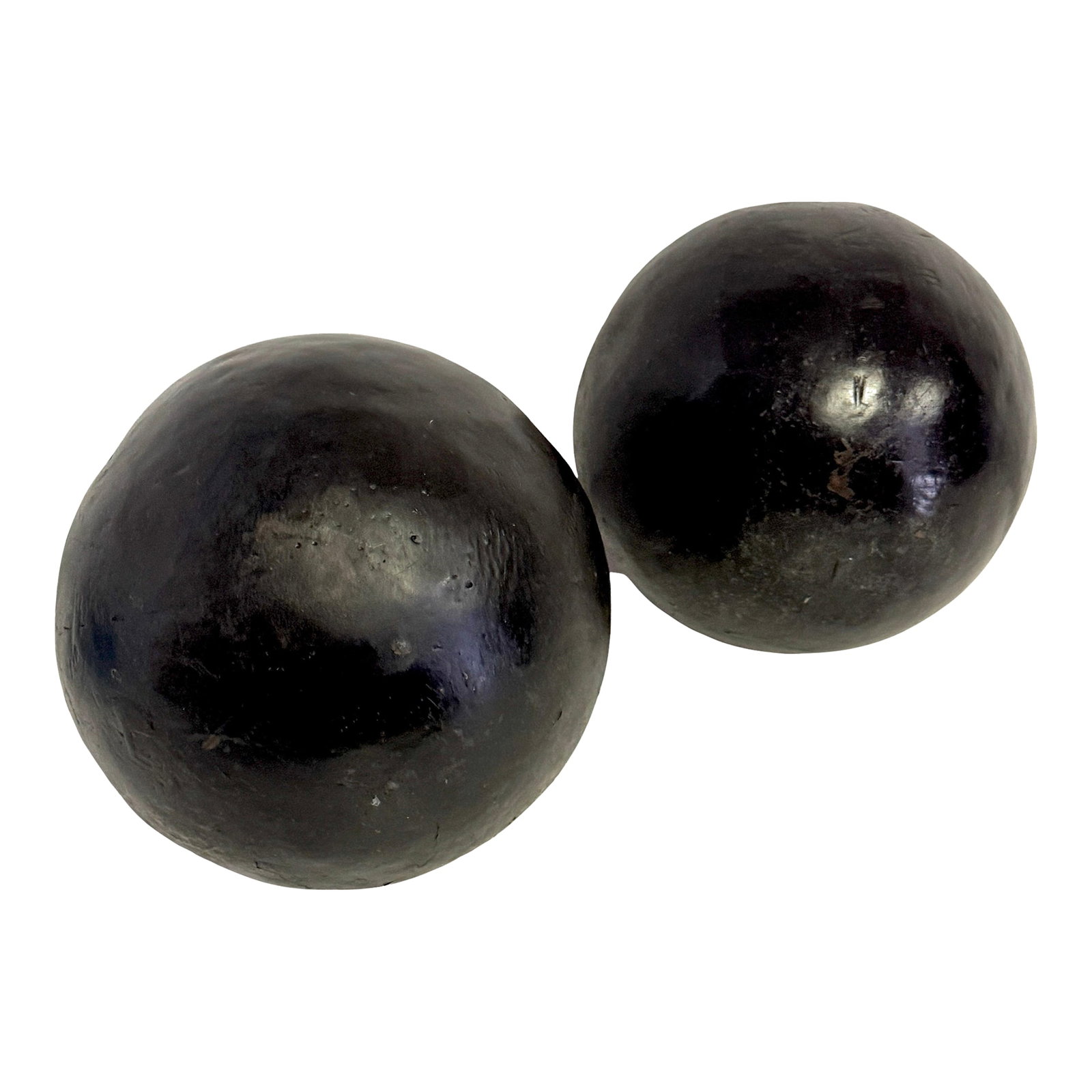 Graduated (9" & 7") Pair of Artisan Bronze Garden Balls / Sculptural Spheres: Graduated (9" & 7") Pair of Artisan Bronze Garden Balls/Sculptural Spheres, Late 20th Century A striking graduated set of two hand-crafted bronze spheres, one measuring 9 inches in diameter (approx.