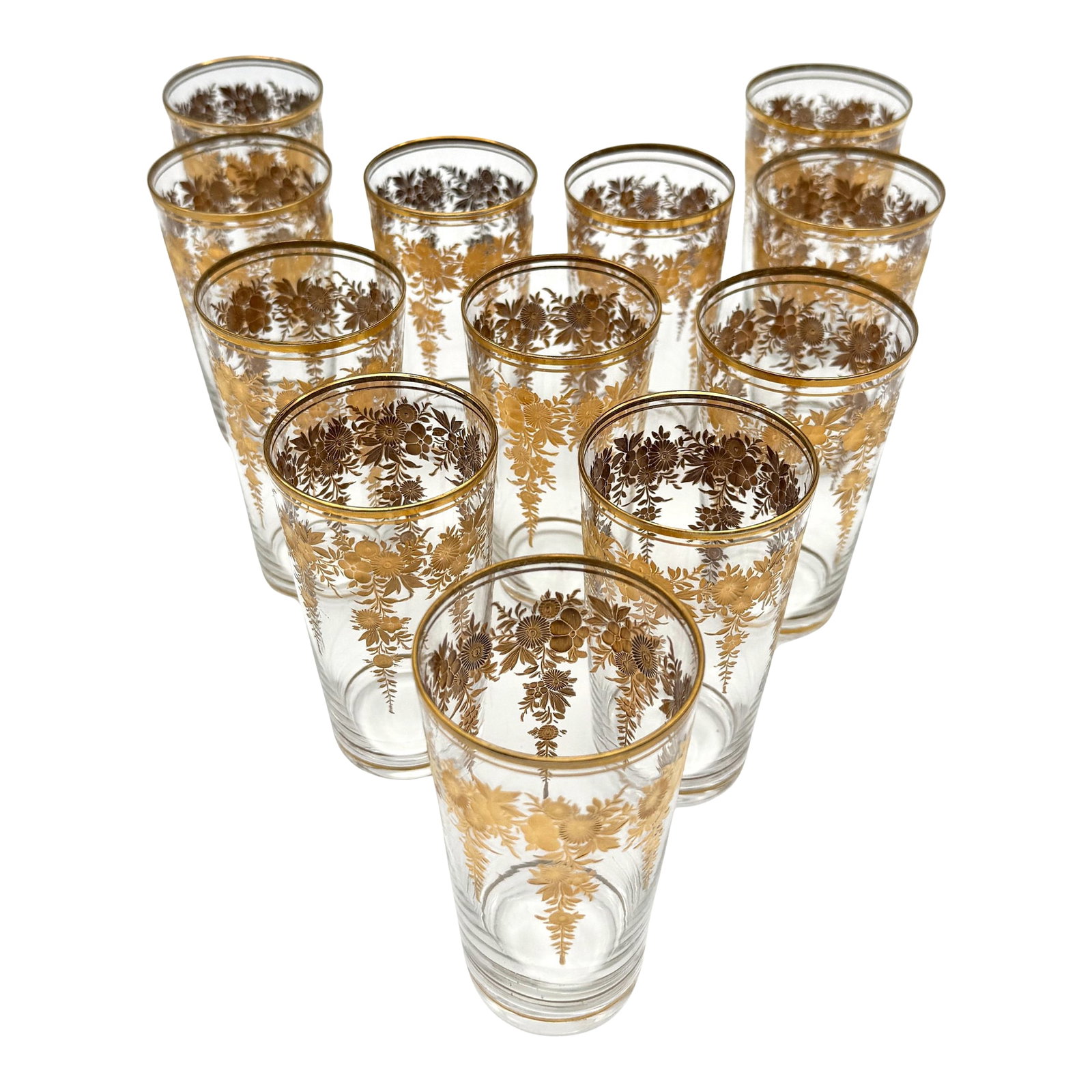 12 Belle Époque Gilt Floral Crystal Tumblers, Suitable for Champagne / Wine (1 of 18)