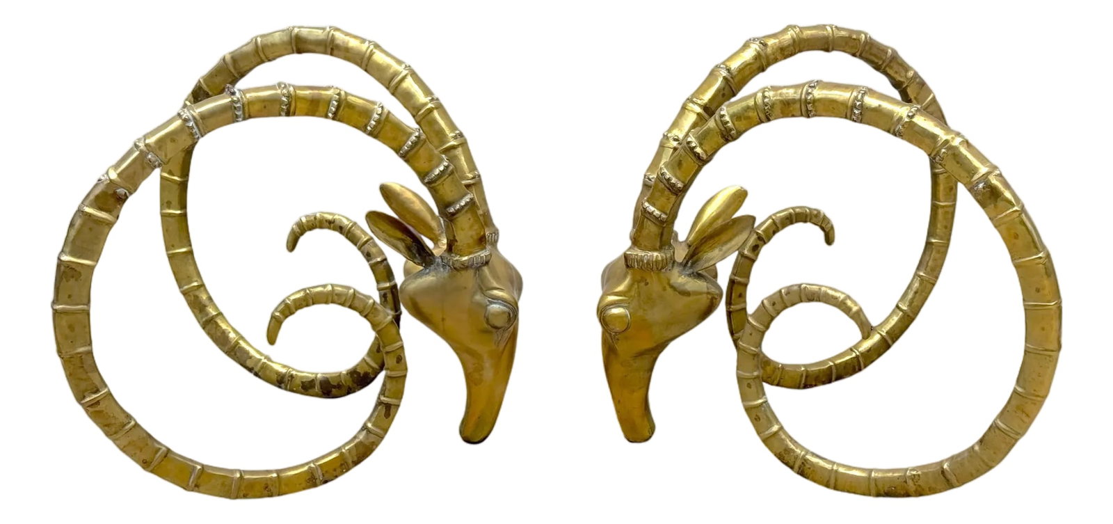 Pair French Modern Bronze Ibex Head Dining Table Bases, Attributed to Chervet (1 of 18)