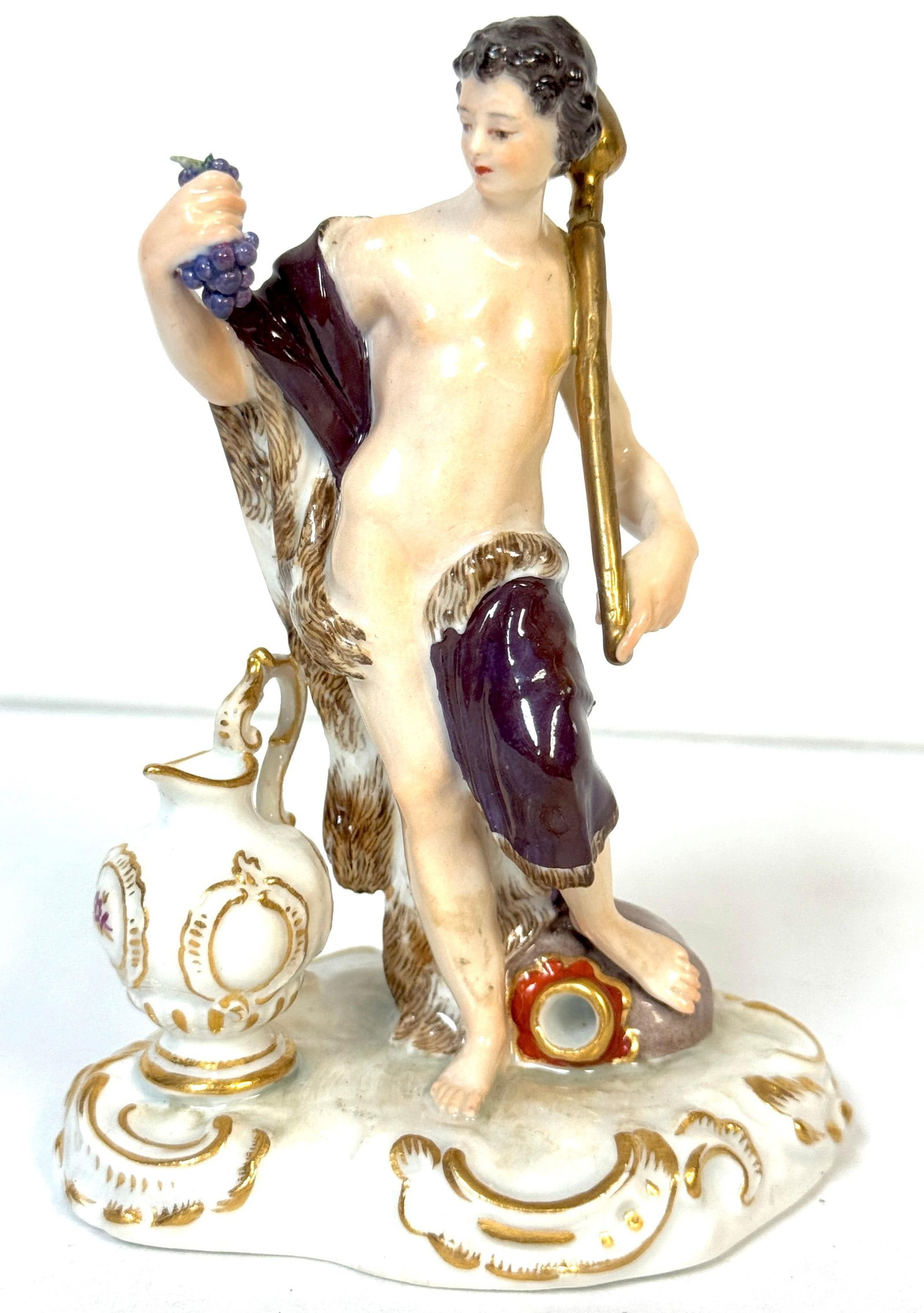 Meissen Porcelain Figure Bacchus with Grapes, Wine Jug, Late 19th/ Early 20th C - 11