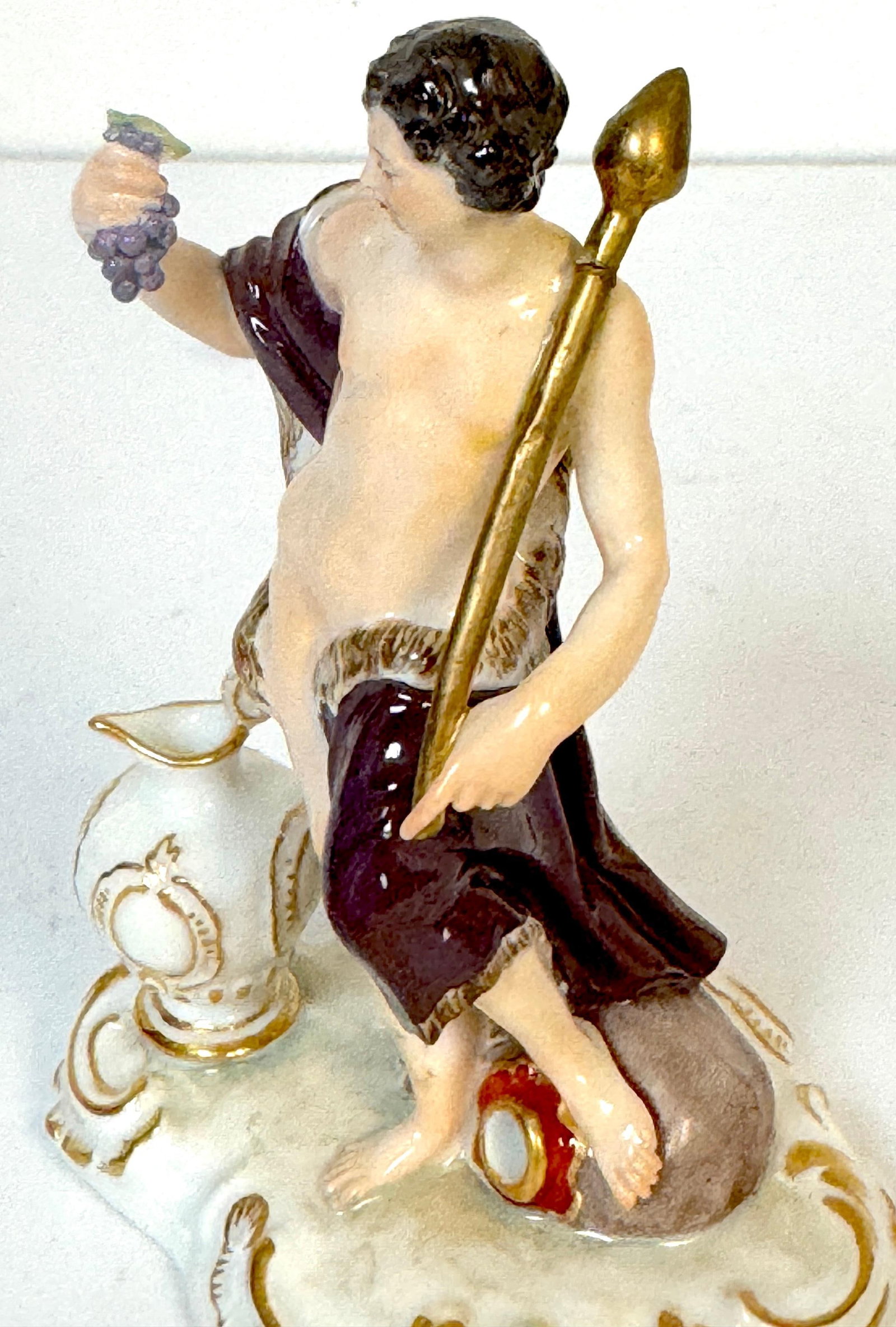 Meissen Porcelain Figure Bacchus with Grapes, Wine Jug, Late 19th/ Early 20th C - 5