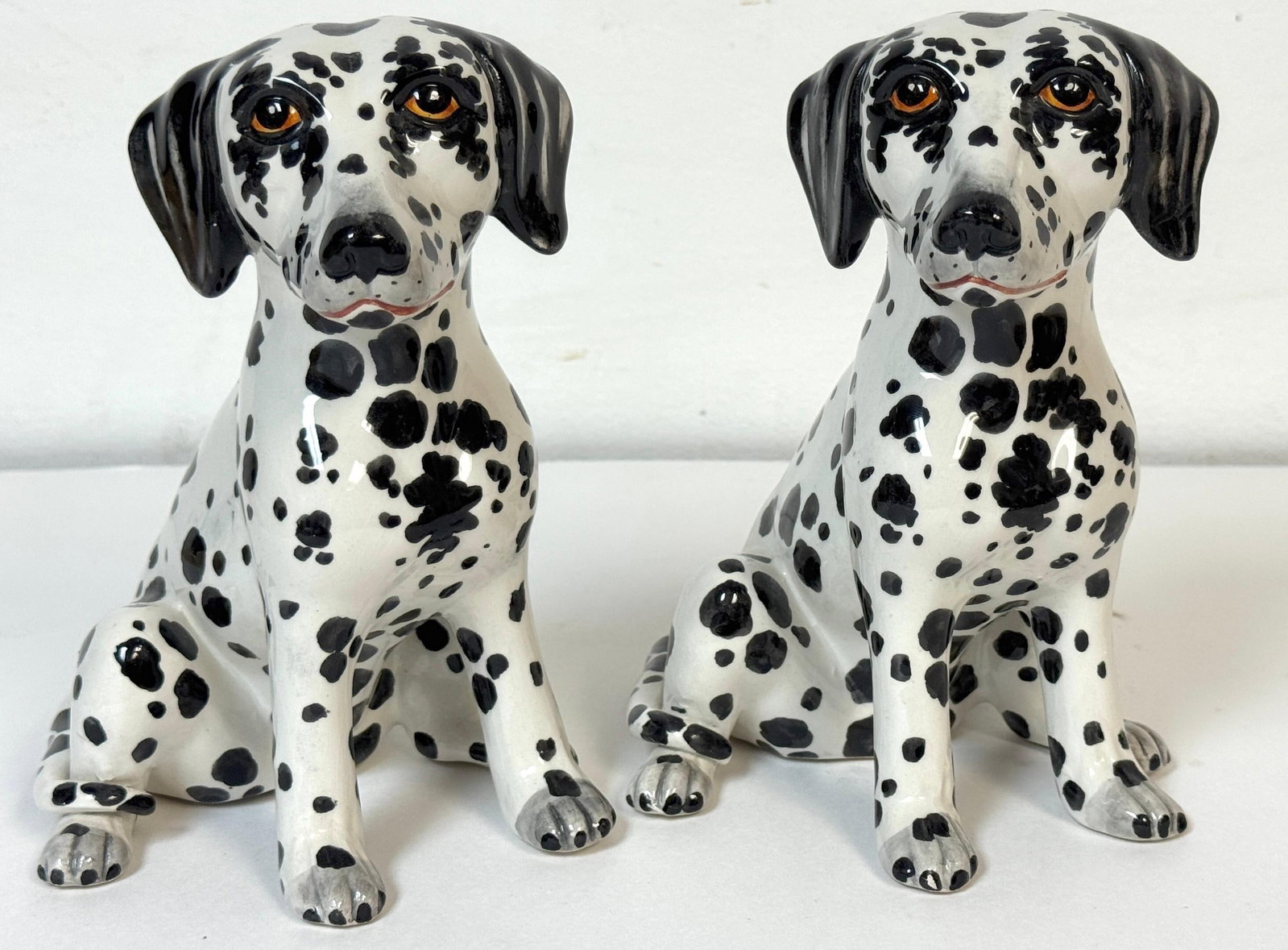 Pair of Italian Hollywood Regency Hand-Painted Pottery Dalmatian Puppies, 1970s - 2