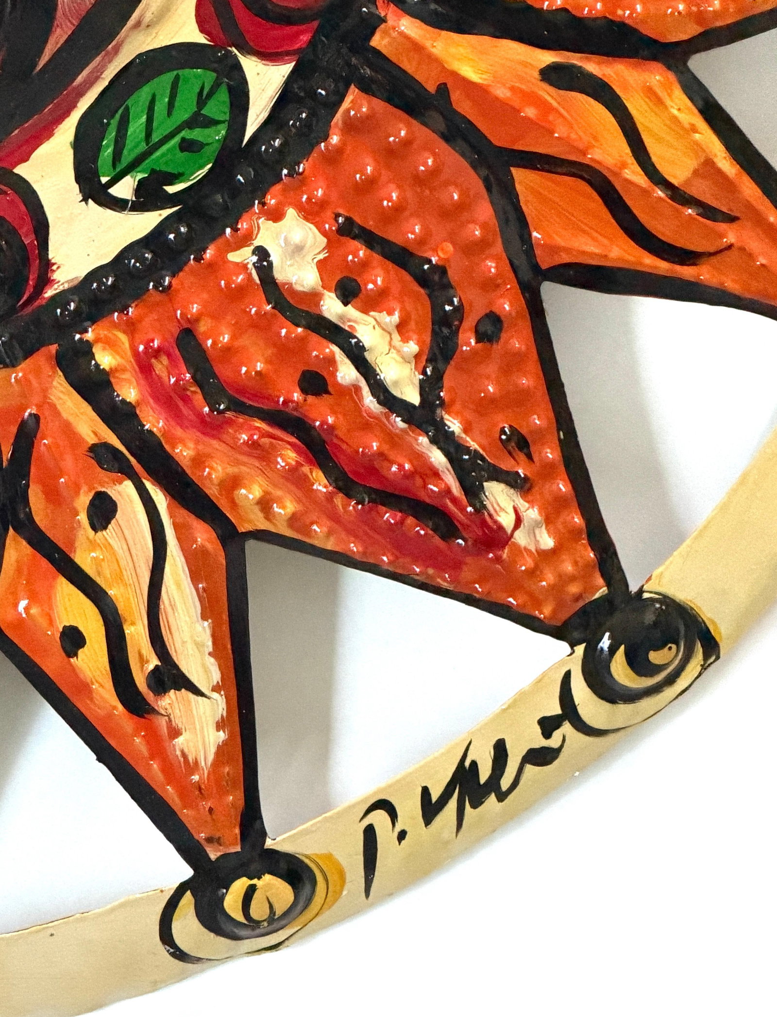 Large Peter Keil Sunburst Wall Sculpture in Painted Metal, Signed, 36" Diameter - 14