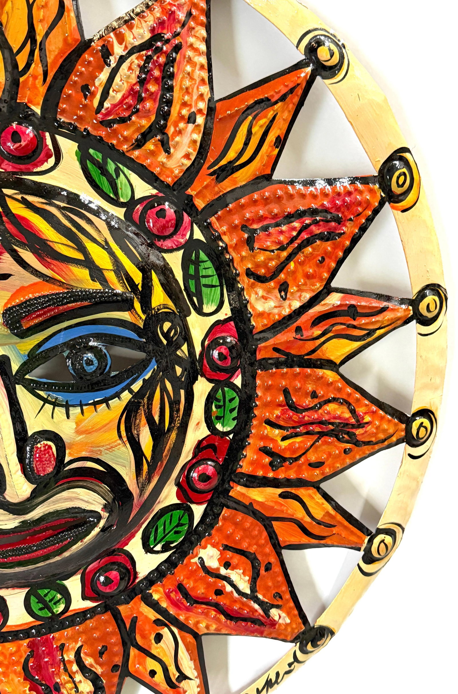 Large Peter Keil Sunburst Wall Sculpture in Painted Metal, Signed, 36" Diameter - 15
