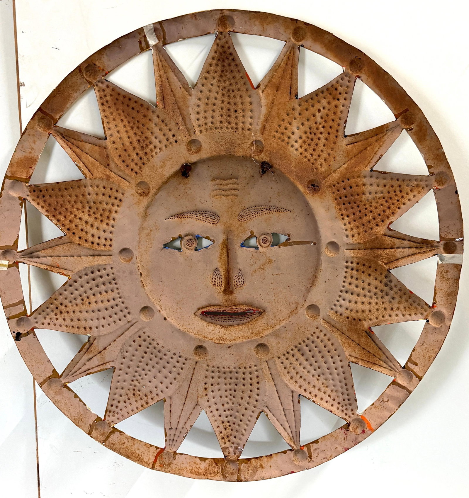 Large Peter Keil Sunburst Wall Sculpture in Painted Metal, Signed, 36" Diameter - 18
