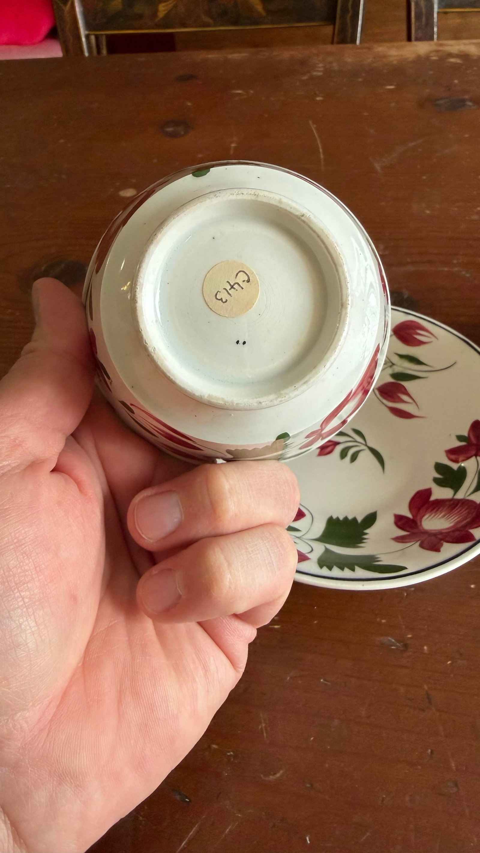 A Very Nice Pair of Antique Staffordshire Early Adam's Rose Cup & Saucer, Circa 1830 - 10