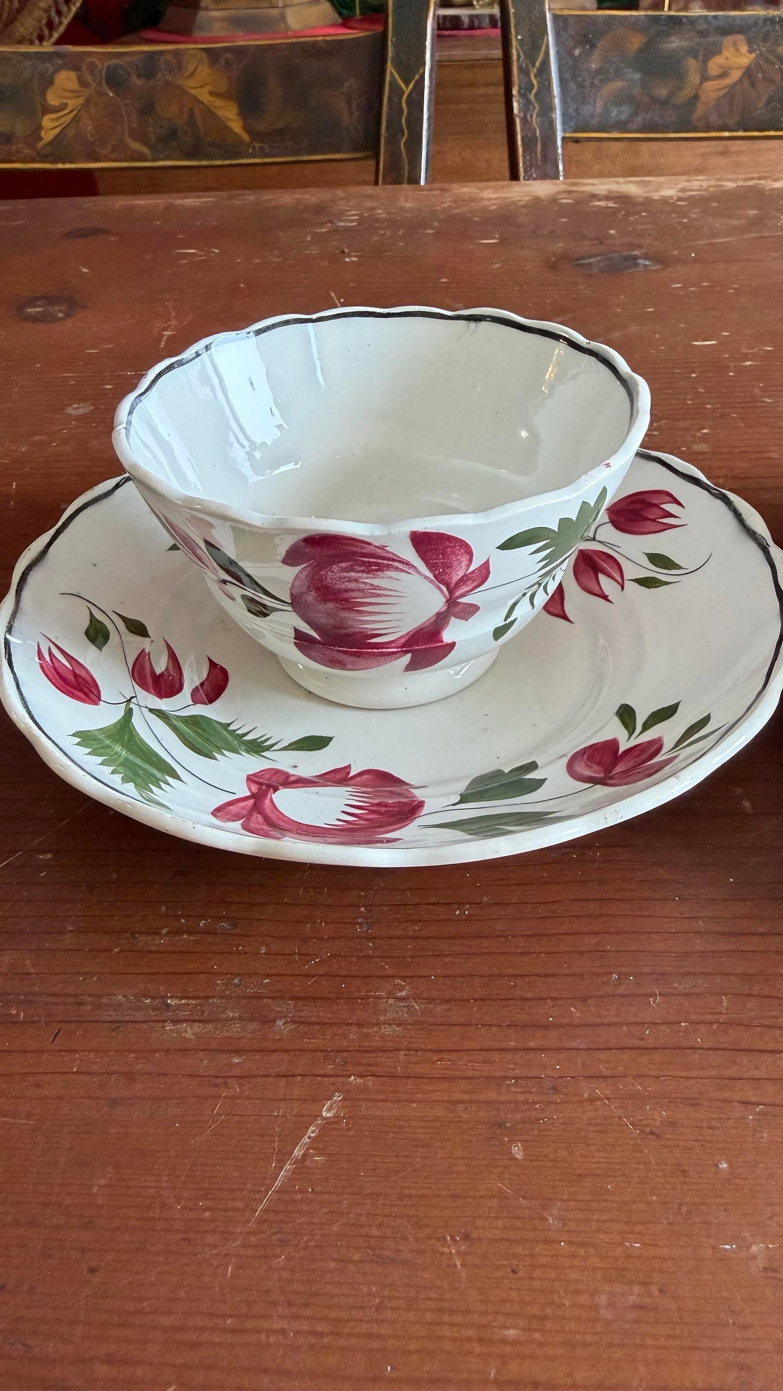 A Very Nice Pair of Antique Staffordshire Early Adam's Rose Cup & Saucer, Circa 1830 - 10