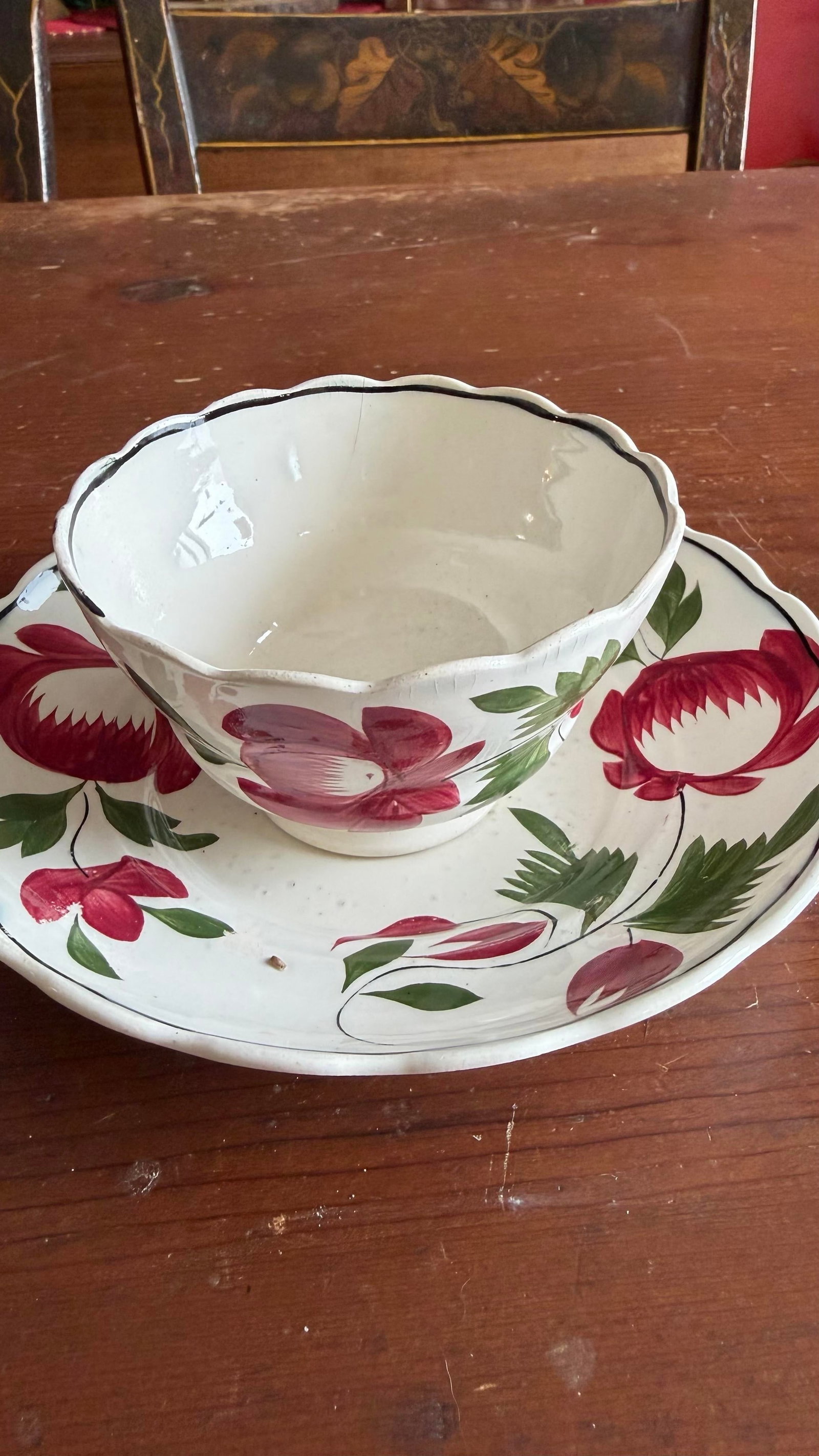 A Very Nice Pair of Antique Staffordshire Early Adam's Rose Cup & Saucer, Circa 1830 - 9