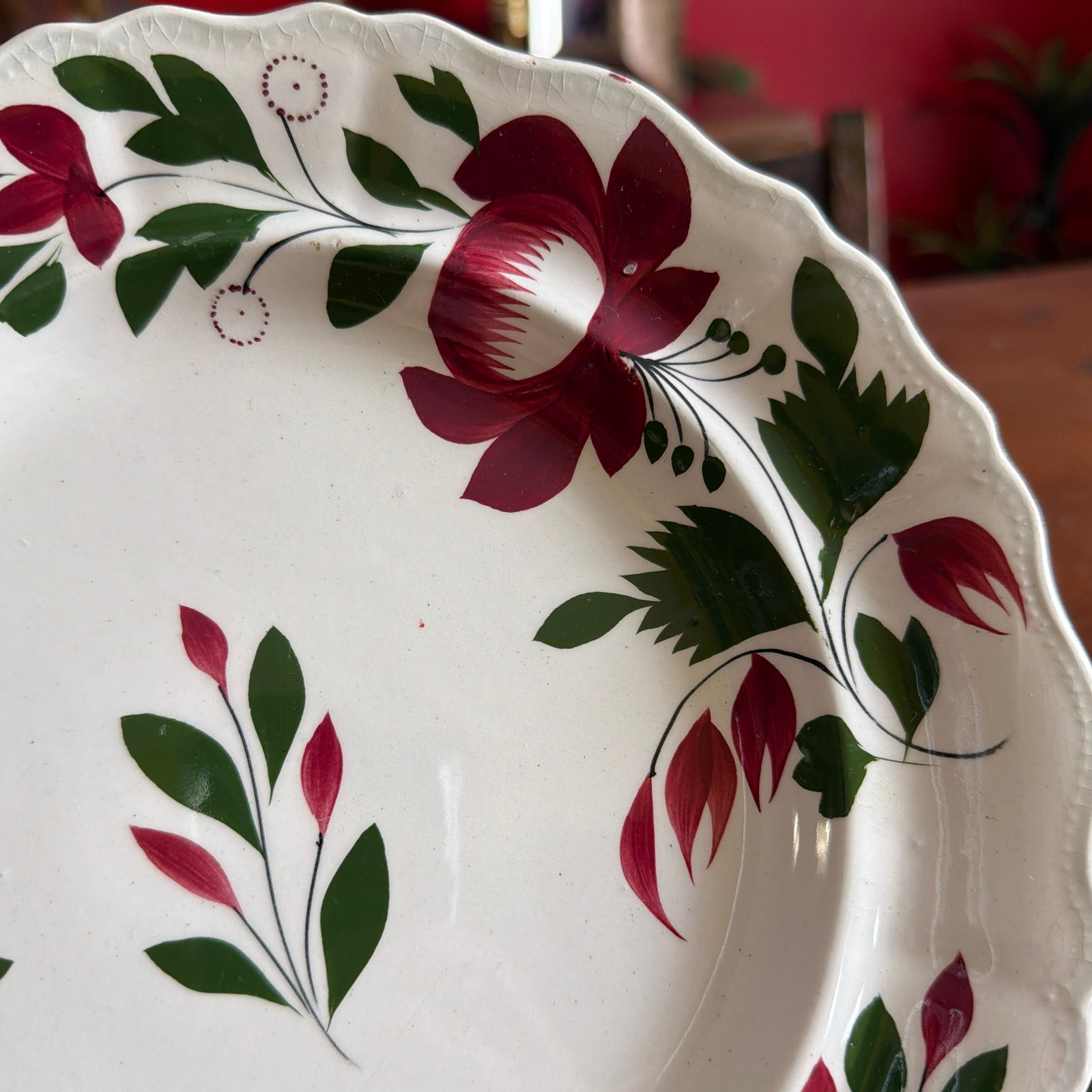A Very Nice Set of 3 of Antique Staffordshire Early Adam's Rose Plates, Circa 1830 - 6