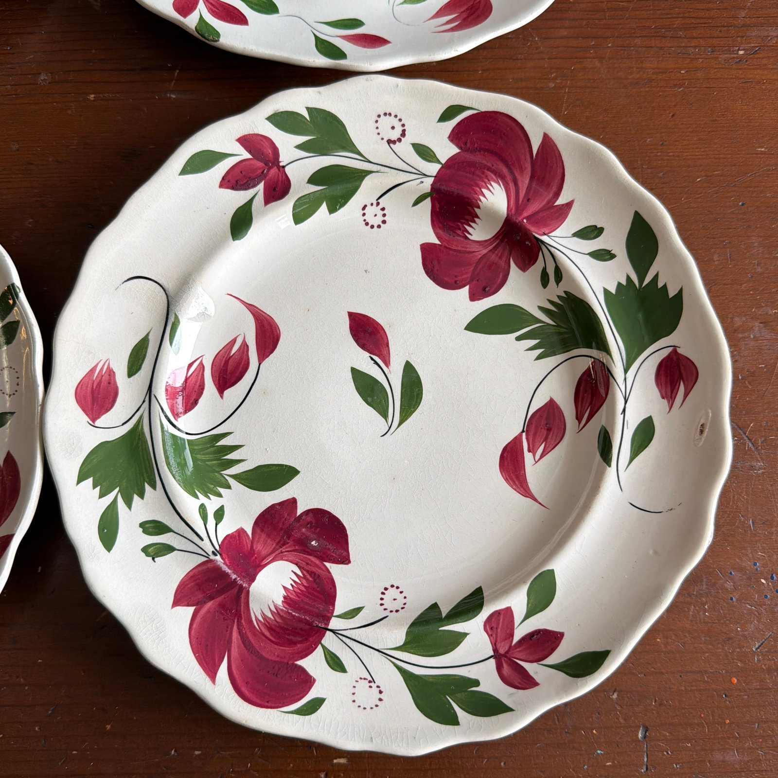 A Very Nice Set of 7 of Antique Staffordshire Early Adam's Rose Plates, Circa 1830 - 8