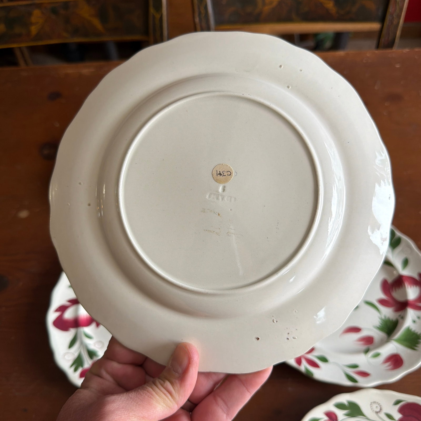 A Very Nice Set of 7 of Antique Staffordshire Early Adam's Rose Plates, Circa 1830 - 9
