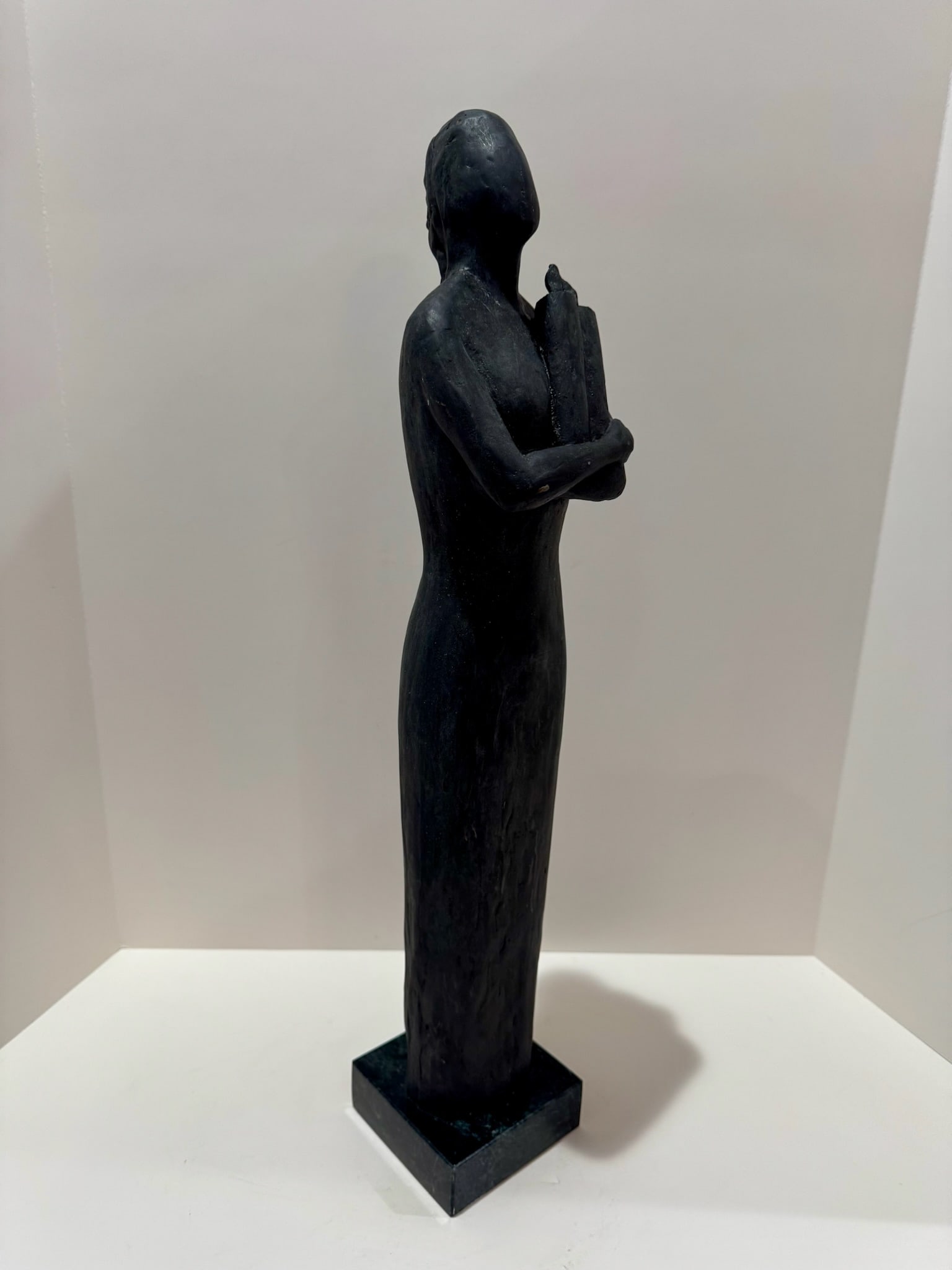 Mid 20th Century Larry Mohr Signed Bronze Figurative Sculpture Tall Modernist Form on Stone Base - 2