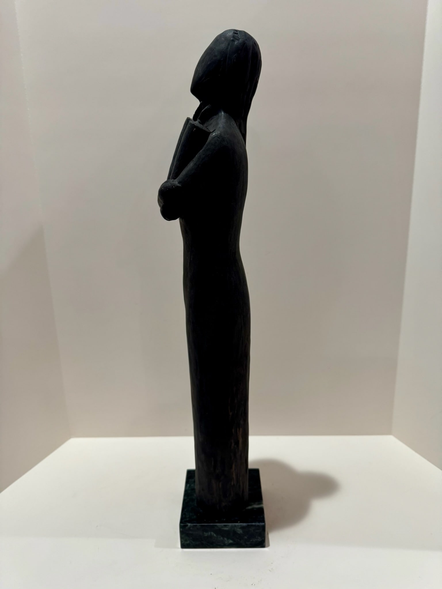 Mid 20th Century Larry Mohr Signed Bronze Figurative Sculpture Tall Modernist Form on Stone Base - 5
