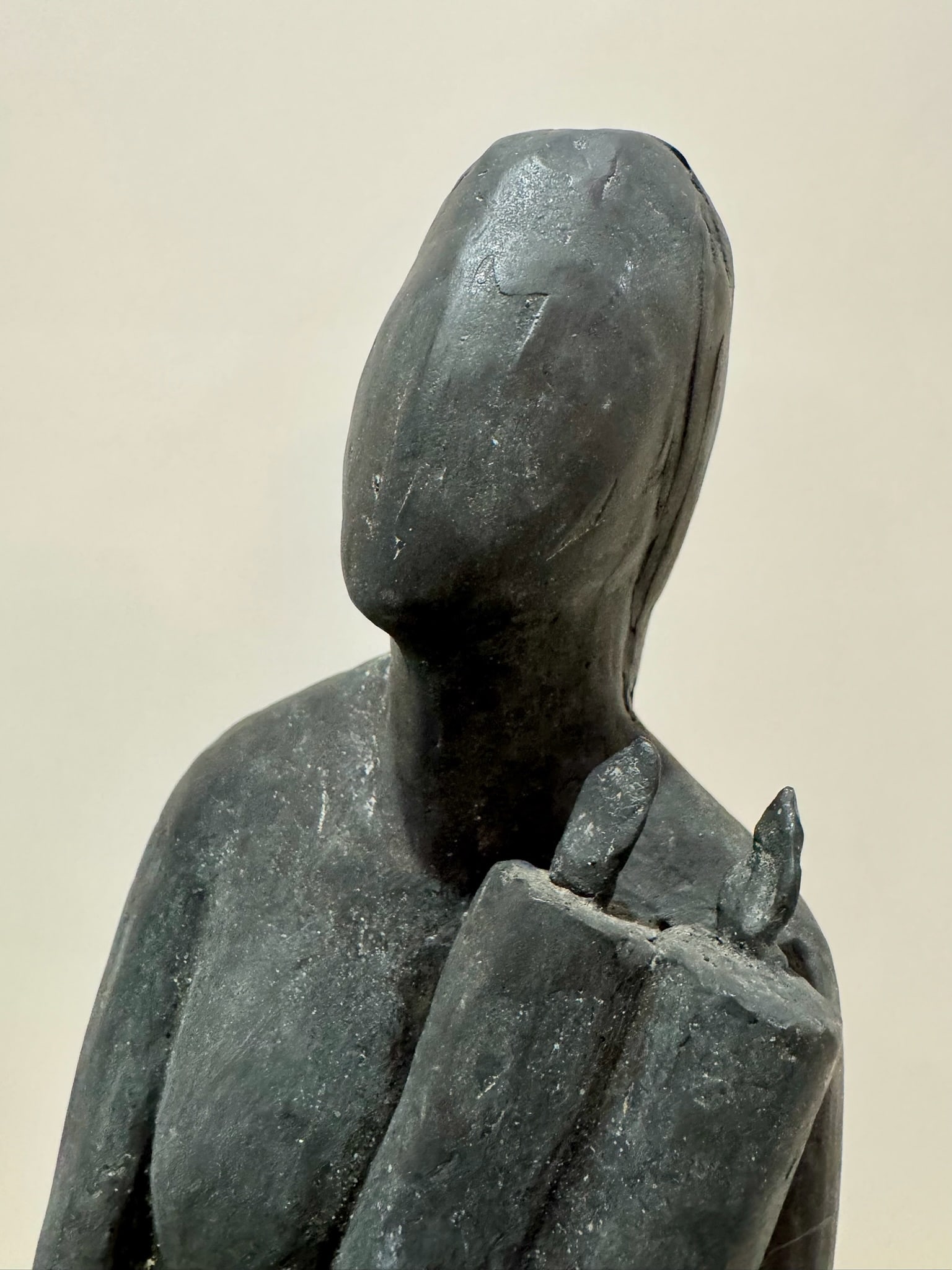 Mid 20th Century Larry Mohr Signed Bronze Figurative Sculpture Tall Modernist Form on Stone Base - 6