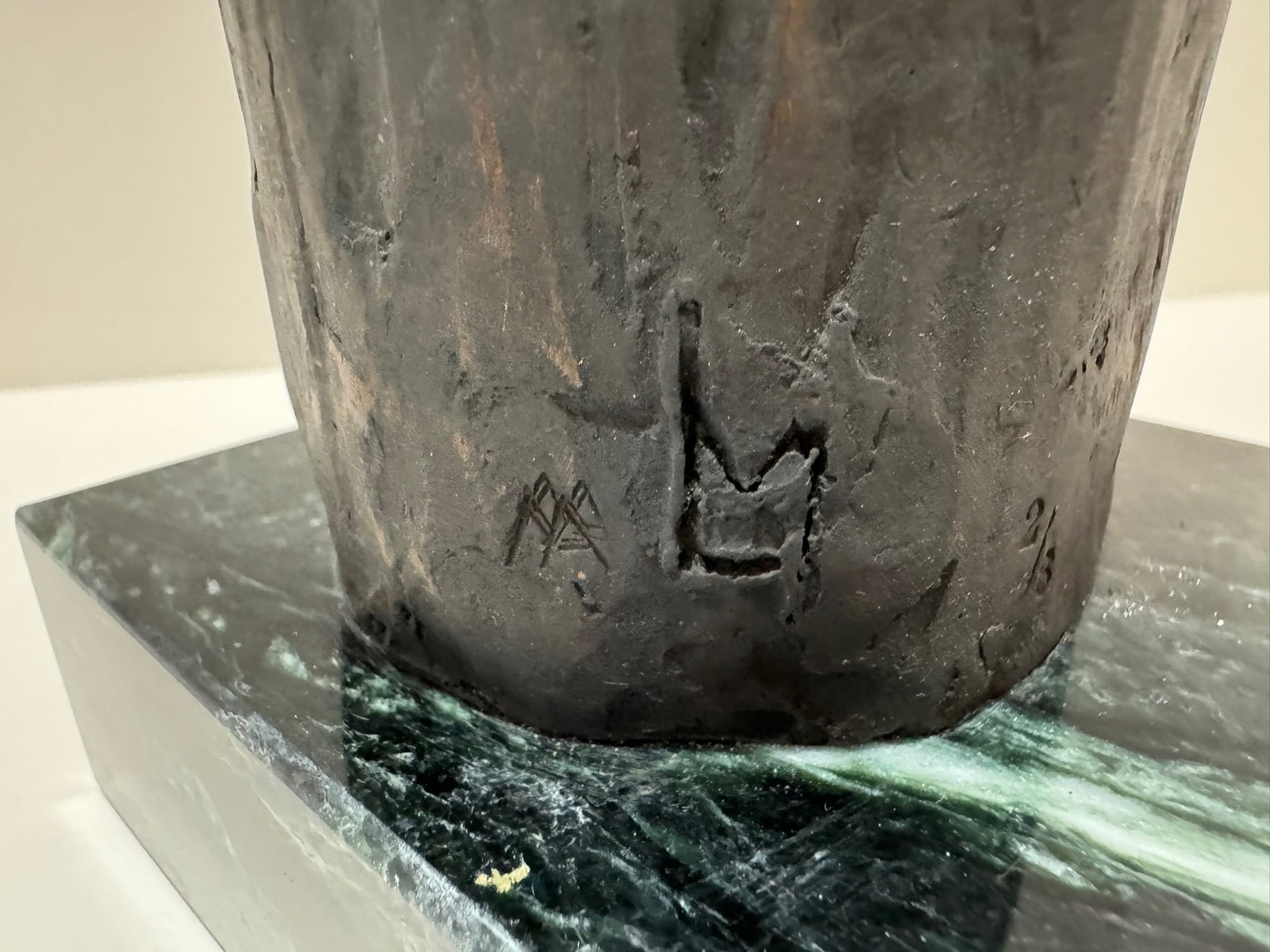 Mid 20th Century Larry Mohr Signed Bronze Figurative Sculpture Tall Modernist Form on Stone Base - 7