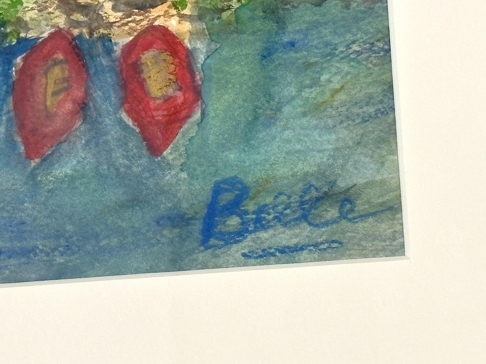 Original Signed and Framed Primitive Mixed Media Drawing Signed 'Belle' - 13