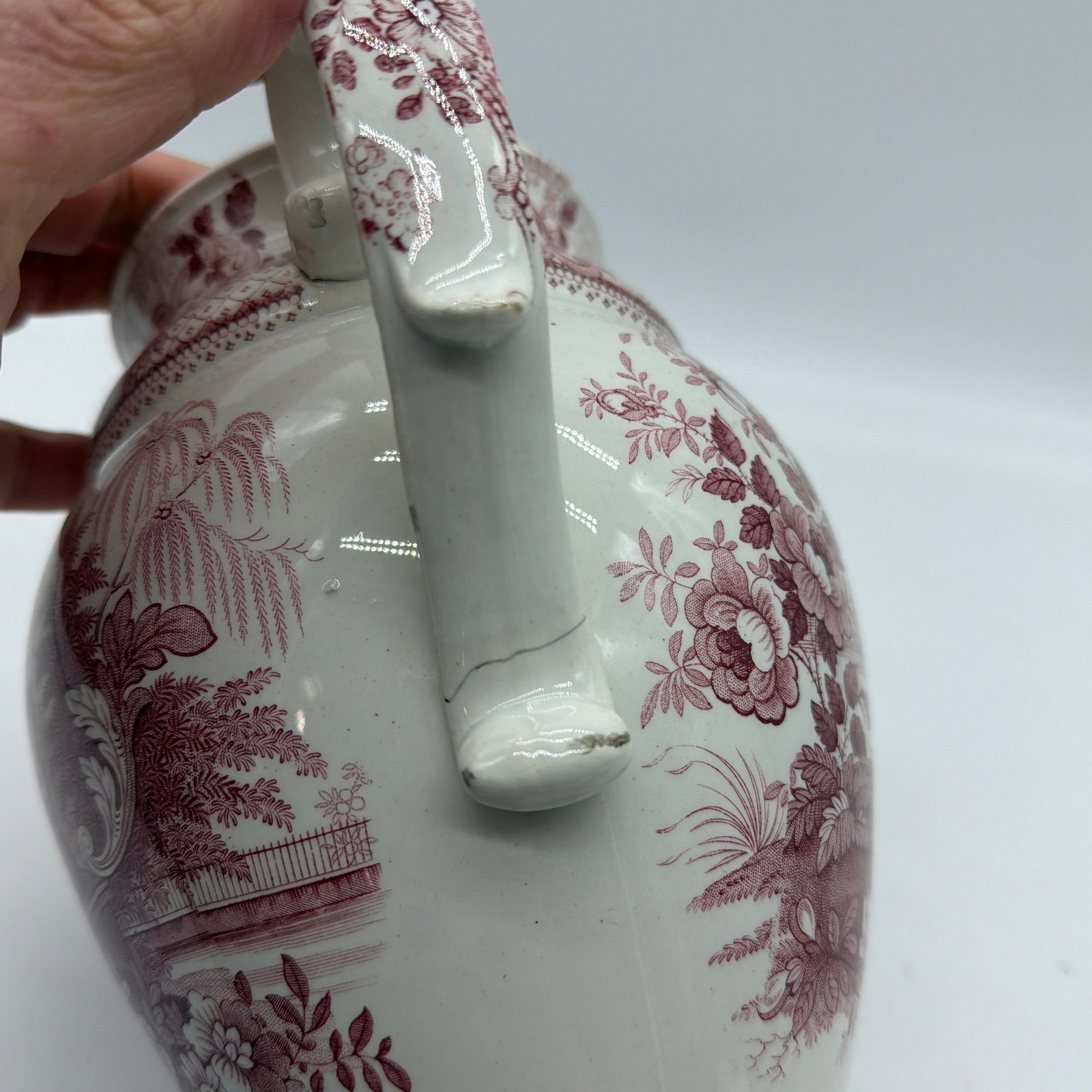 A Very Nice Antique Staffordshire Pink Transfer Coffee Pot, Circa 1830's - 10