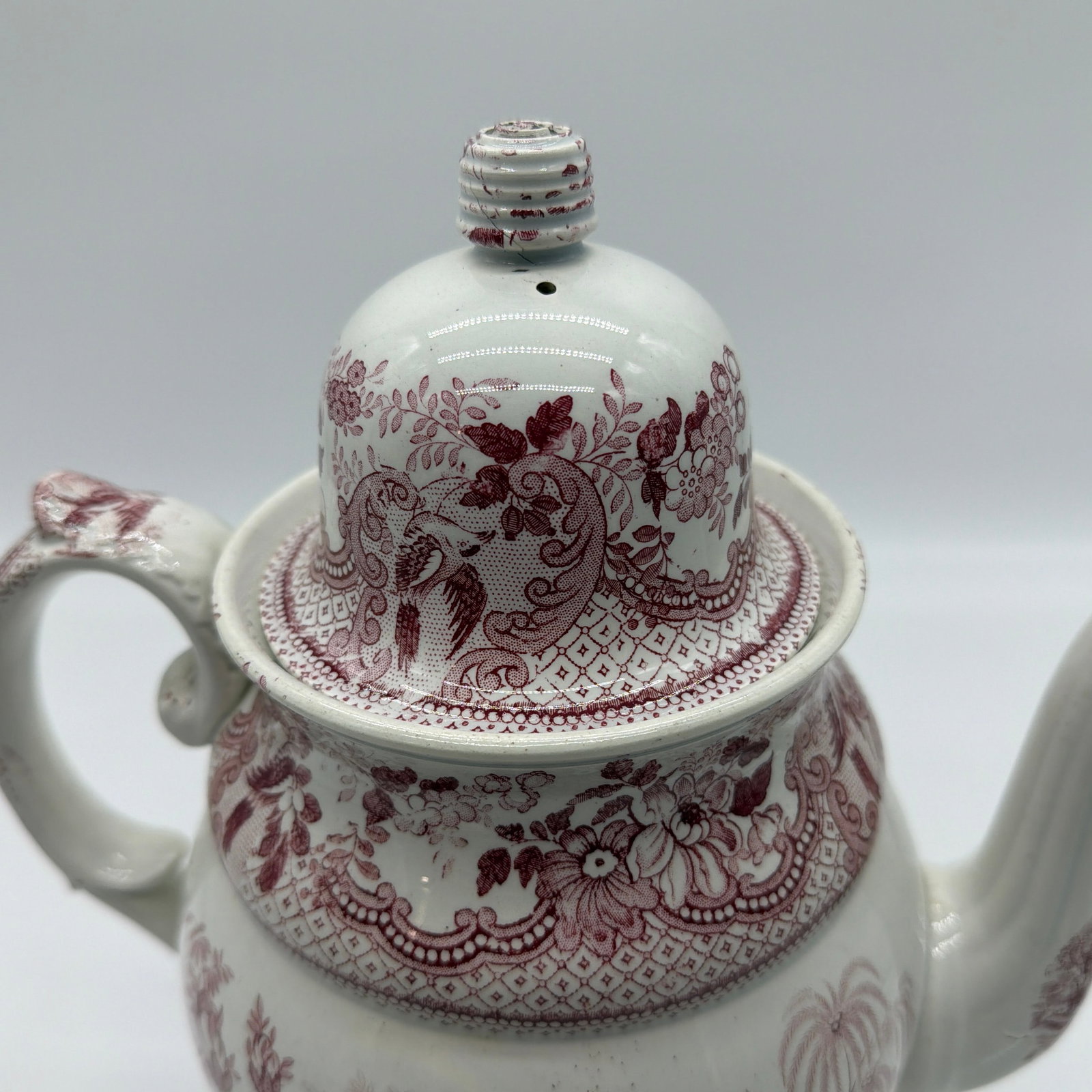 A Very Nice Antique Staffordshire Pink Transfer Coffee Pot, Circa 1830's - 5