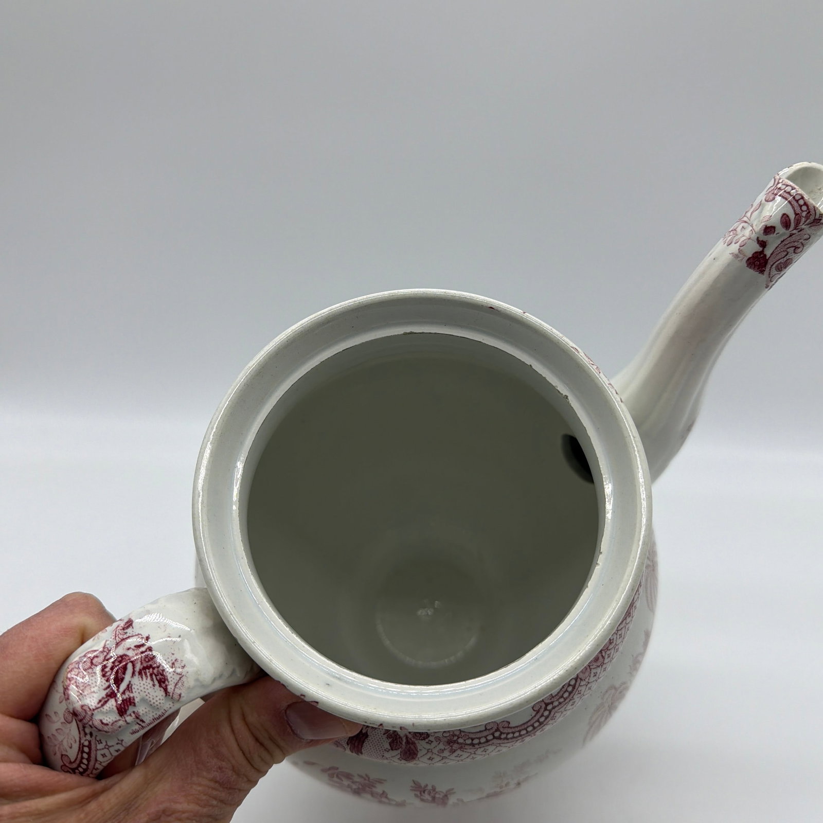 A Very Nice Antique Staffordshire Pink Transfer Coffee Pot, Circa 1830's - 9
