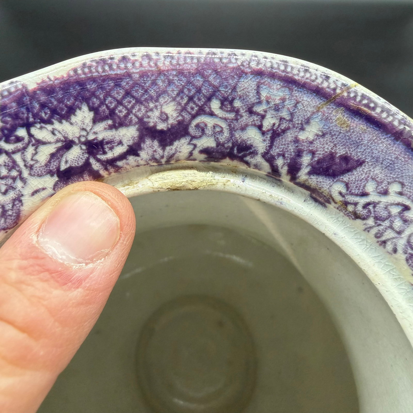 A Very Rare and Unusual Purple and Gray Transferware Decorated Coffeepot, Circa 1830's - 10
