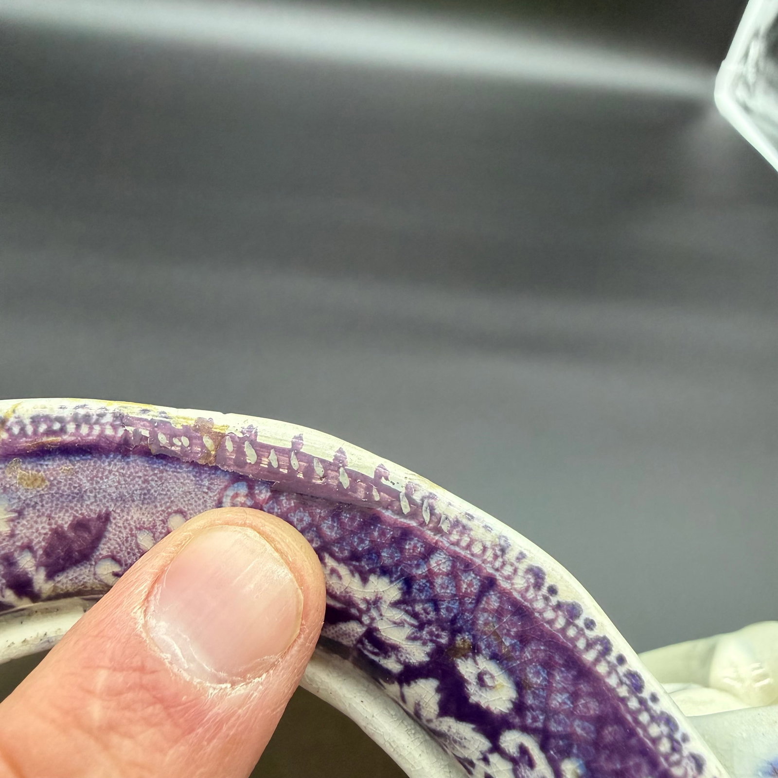 A Very Rare and Unusual Purple and Gray Transferware Decorated Coffeepot, Circa 1830's - 15