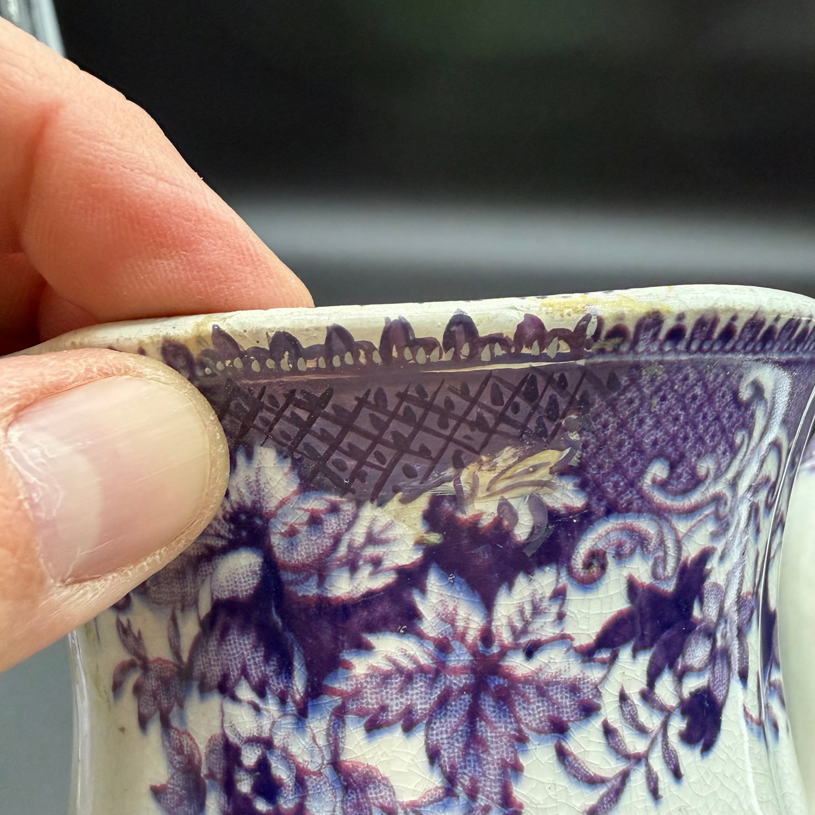 A Very Rare and Unusual Purple and Gray Transferware Decorated Coffeepot, Circa 1830's - 17
