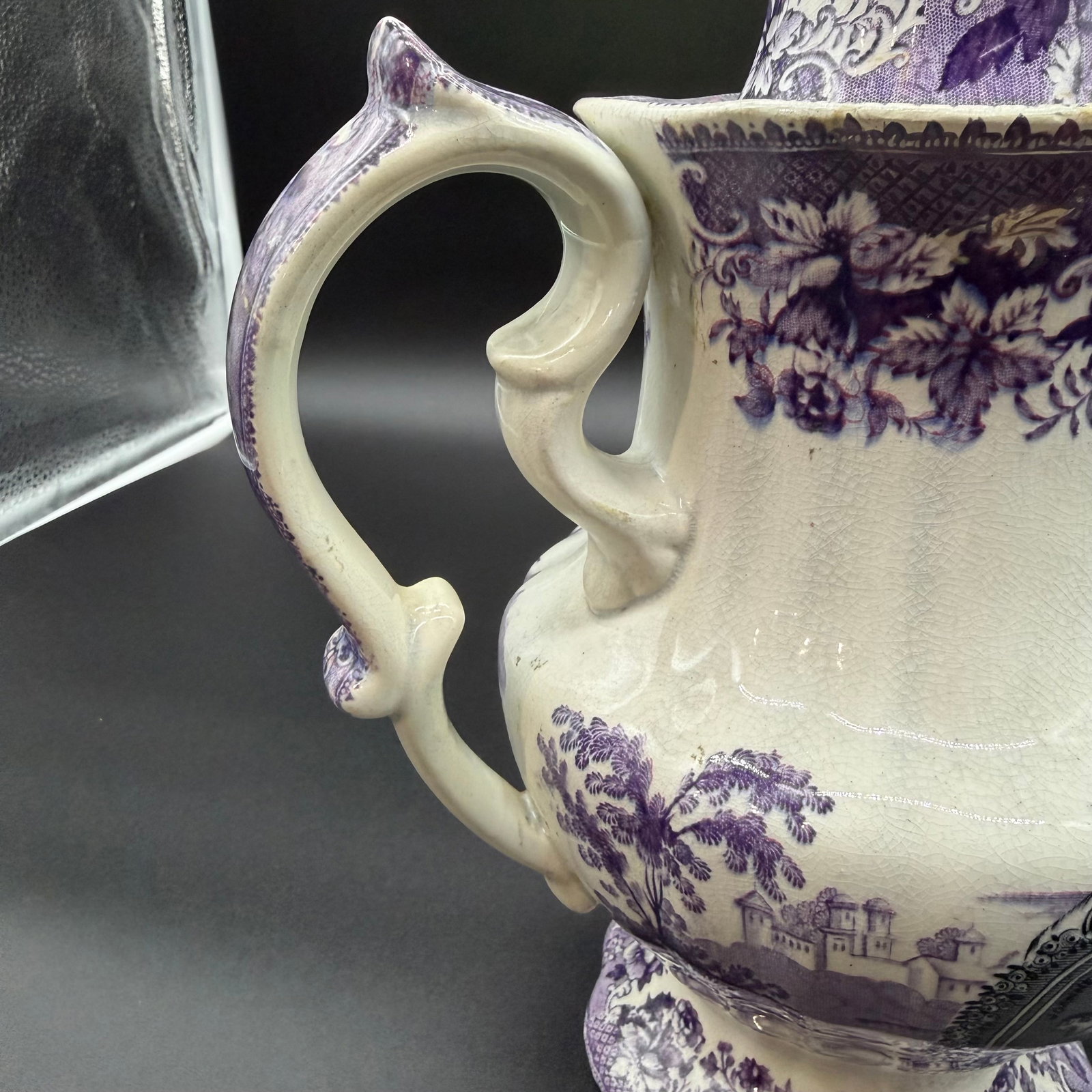 A Very Rare and Unusual Purple and Gray Transferware Decorated Coffeepot, Circa 1830's - 5